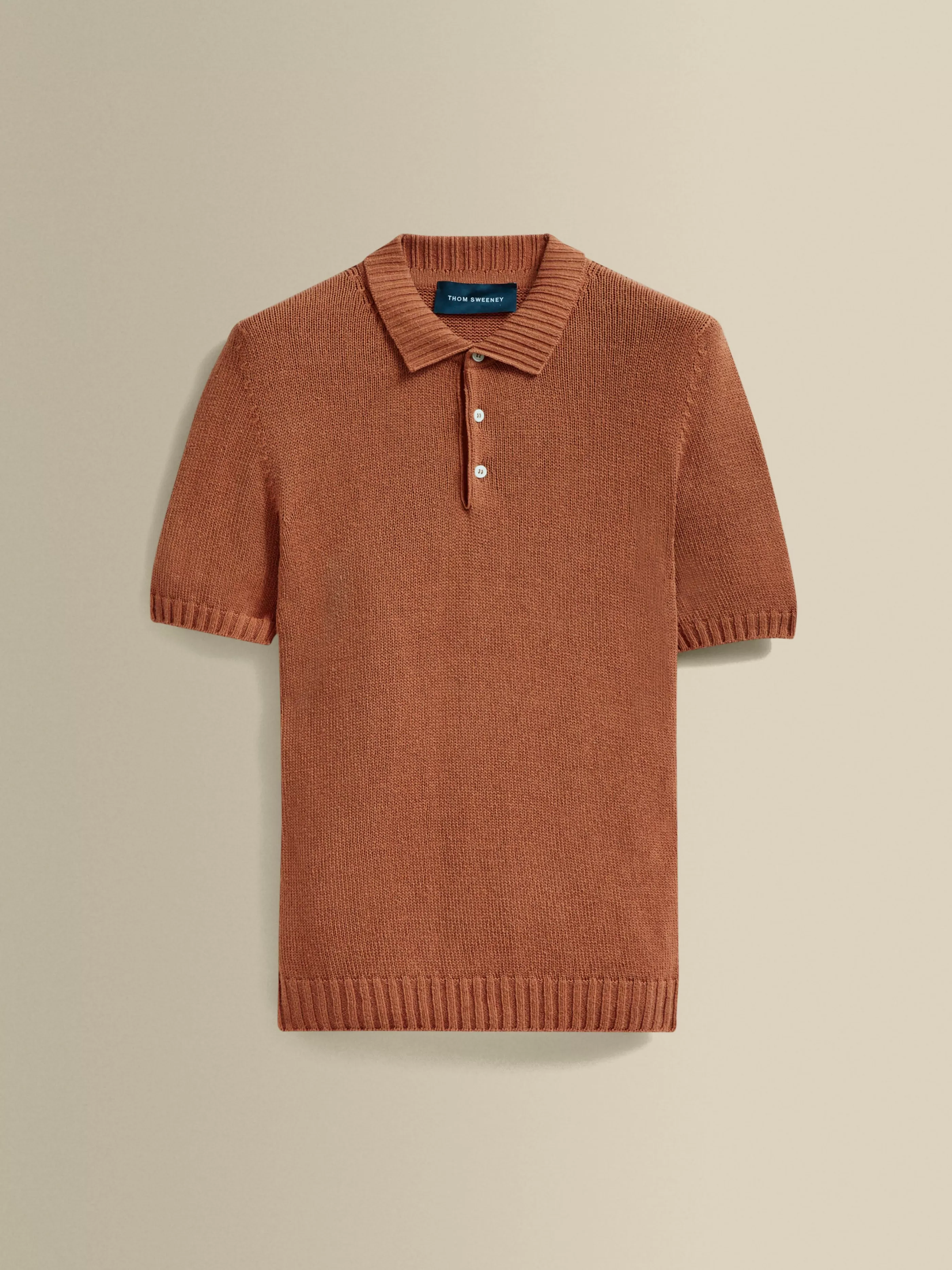 Thom Sweeney Bourette Silk Wide Gauge Cable Polo Shirt