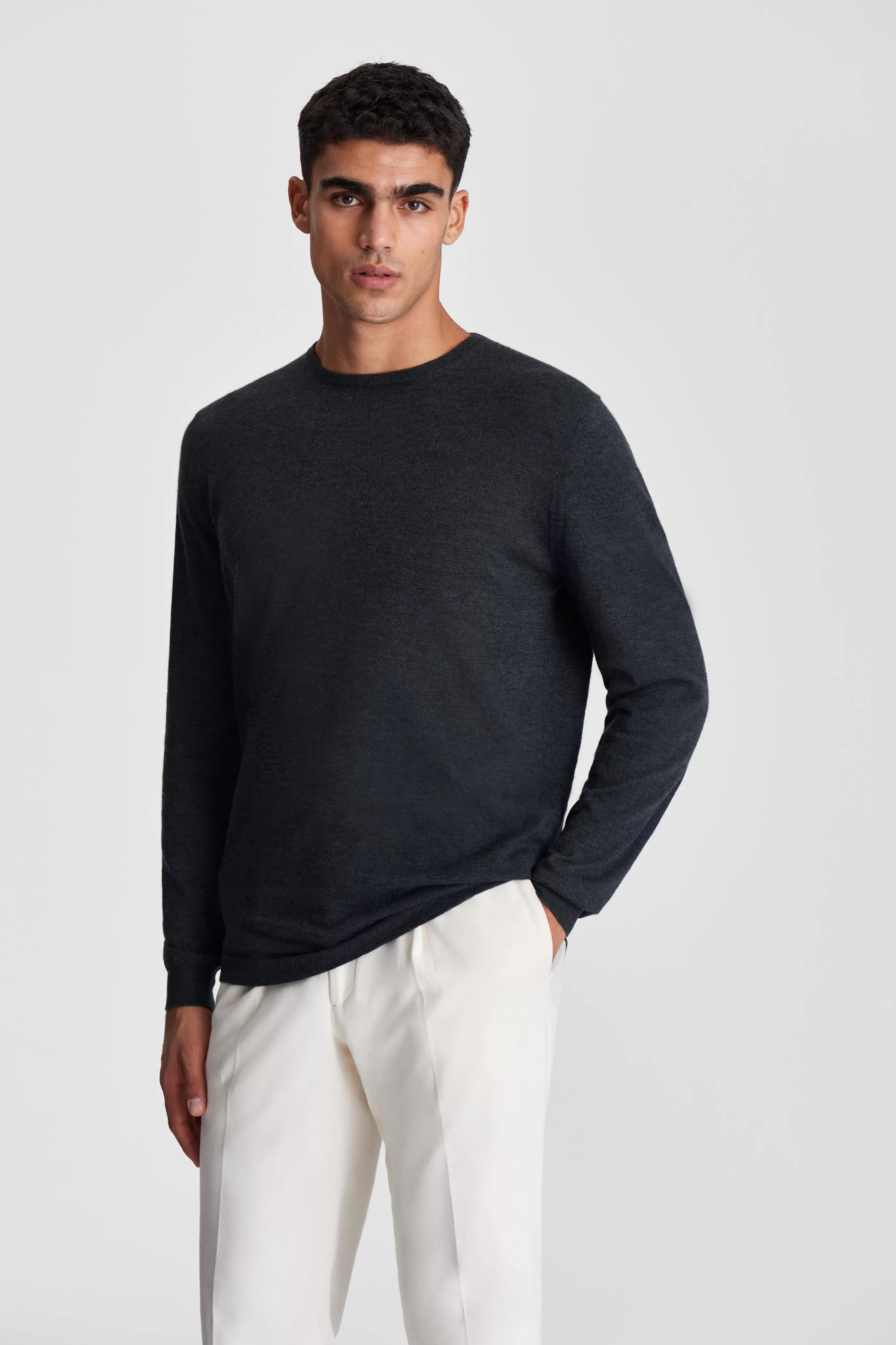 Thom Sweeney Cashmere Crew Collar Lightweight Sweater