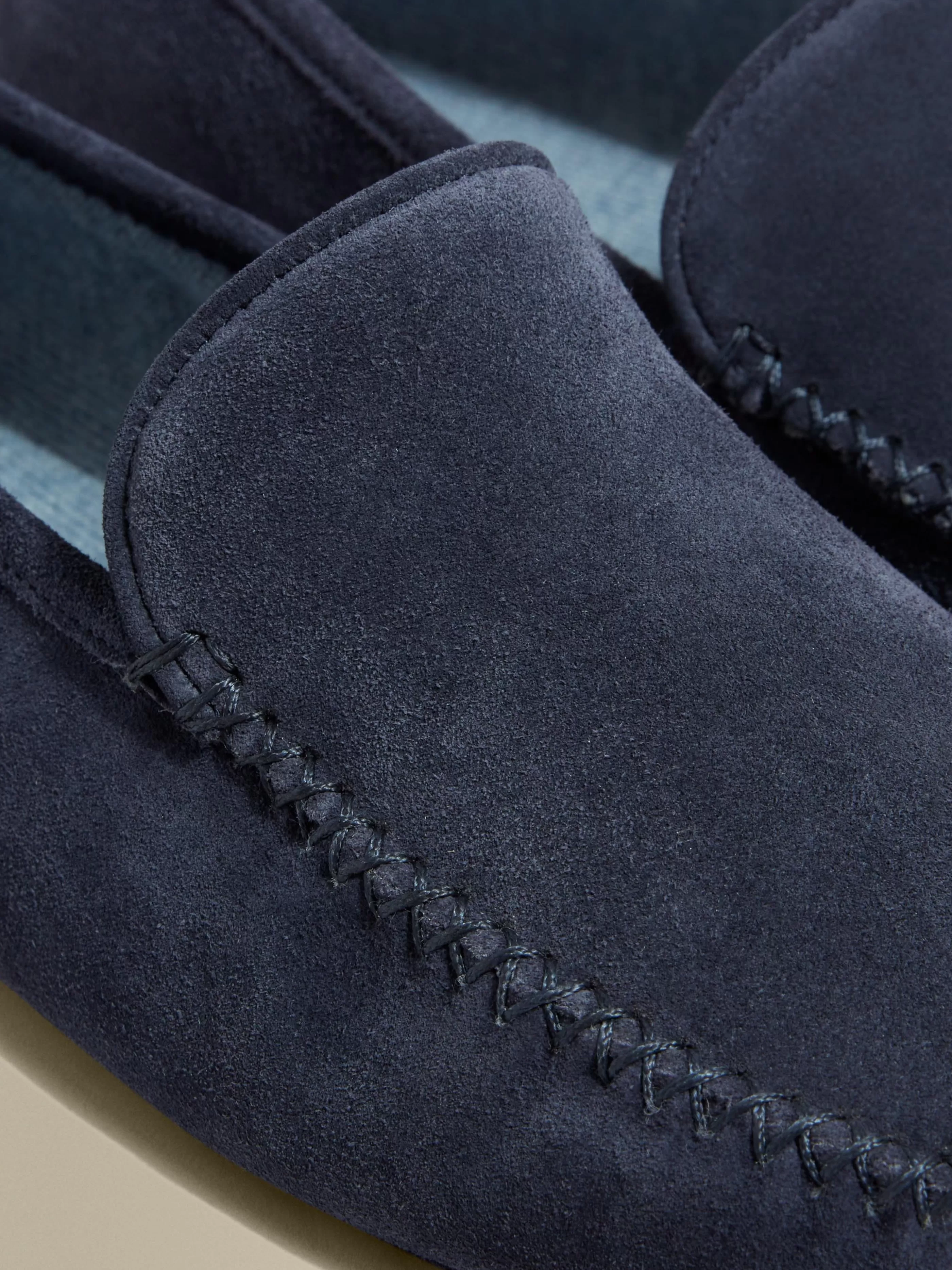 Thom Sweeney Cashmere Lined Suede Slippers
