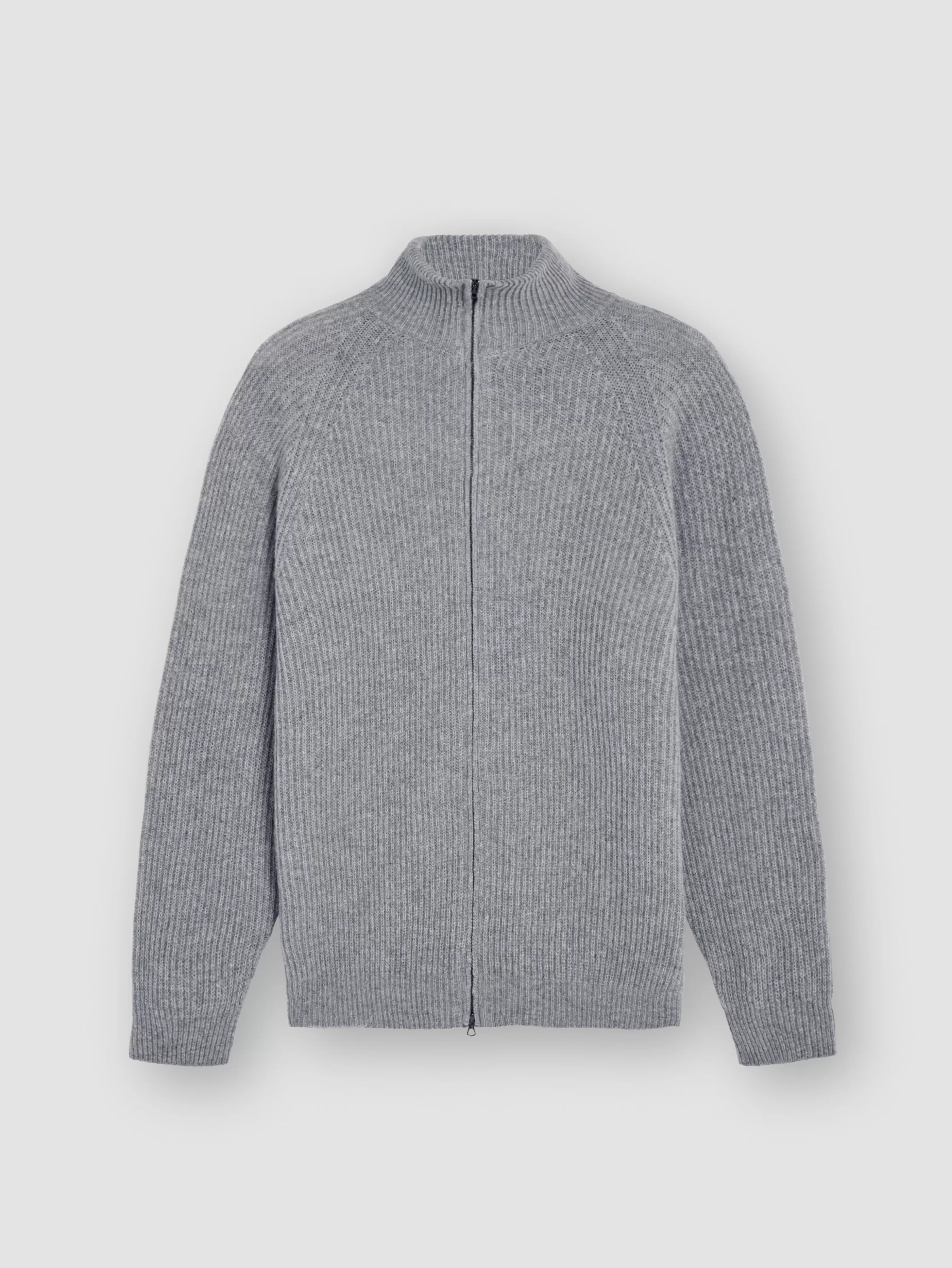 Thom Sweeney Cashmere Zip-Through Fisherman Rib Sweater