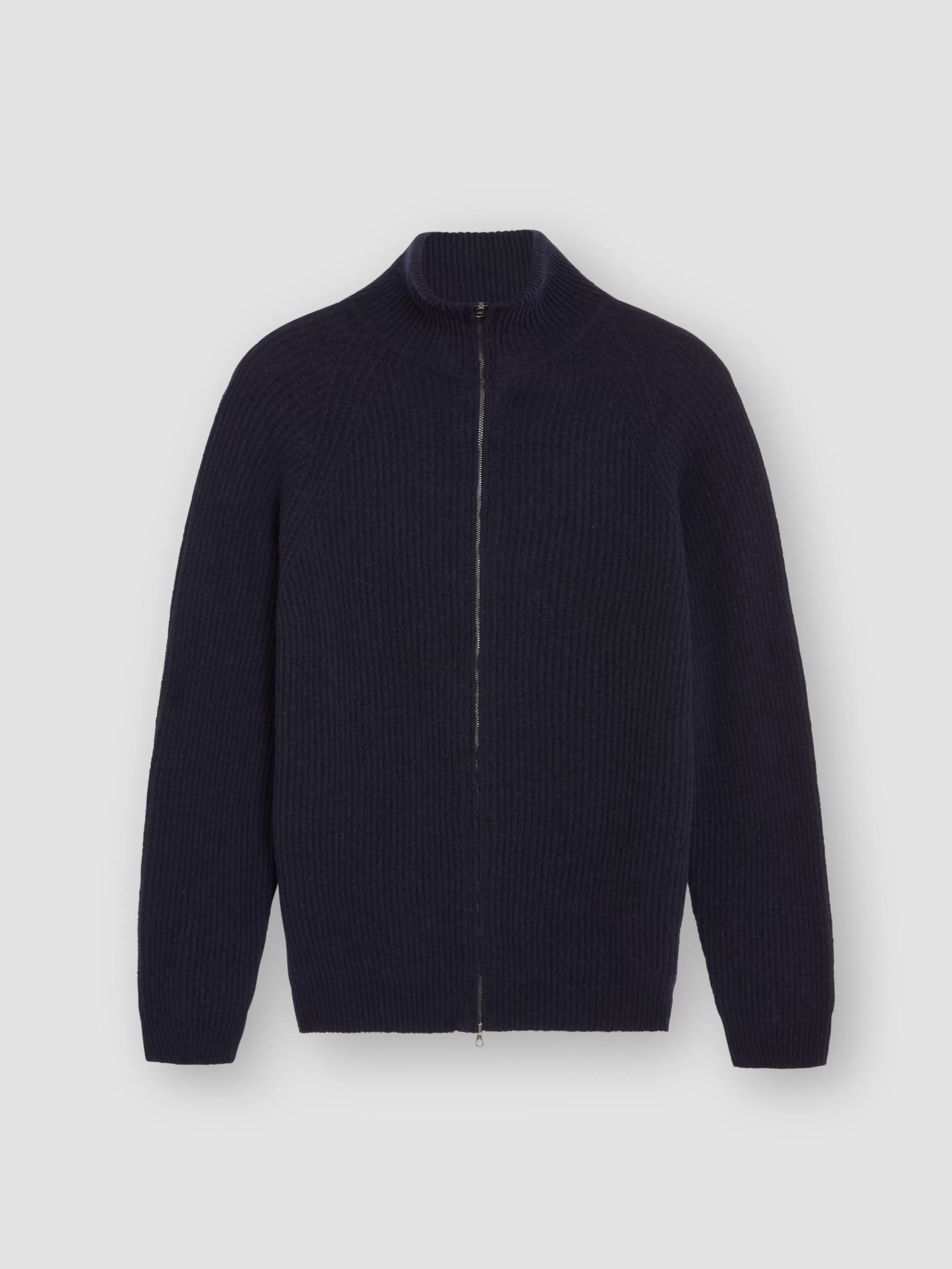 Thom Sweeney Cashmere Zip-Through Fisherman Rib Sweater