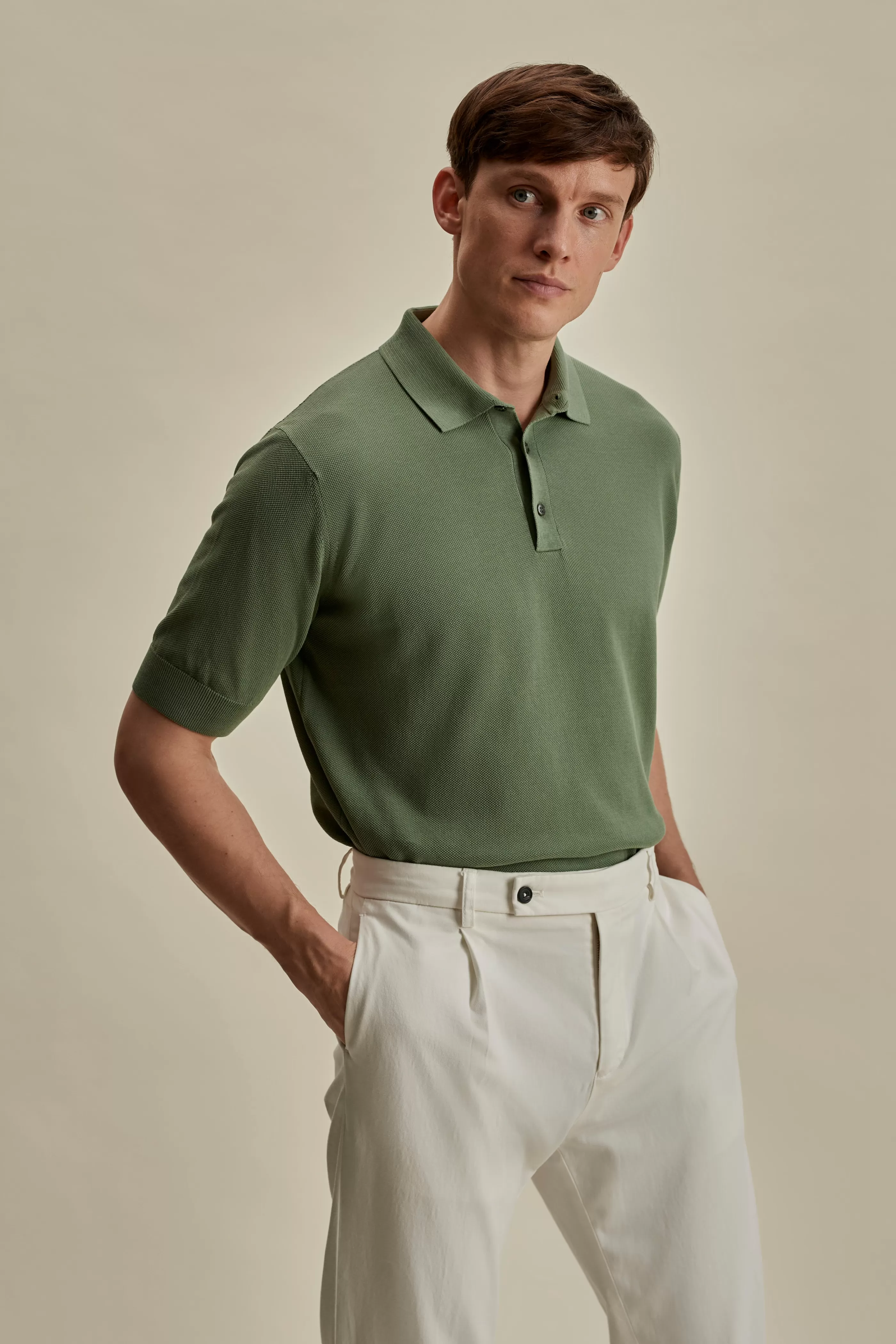 Thom Sweeney Cotton Air Crepe Polo Shirt