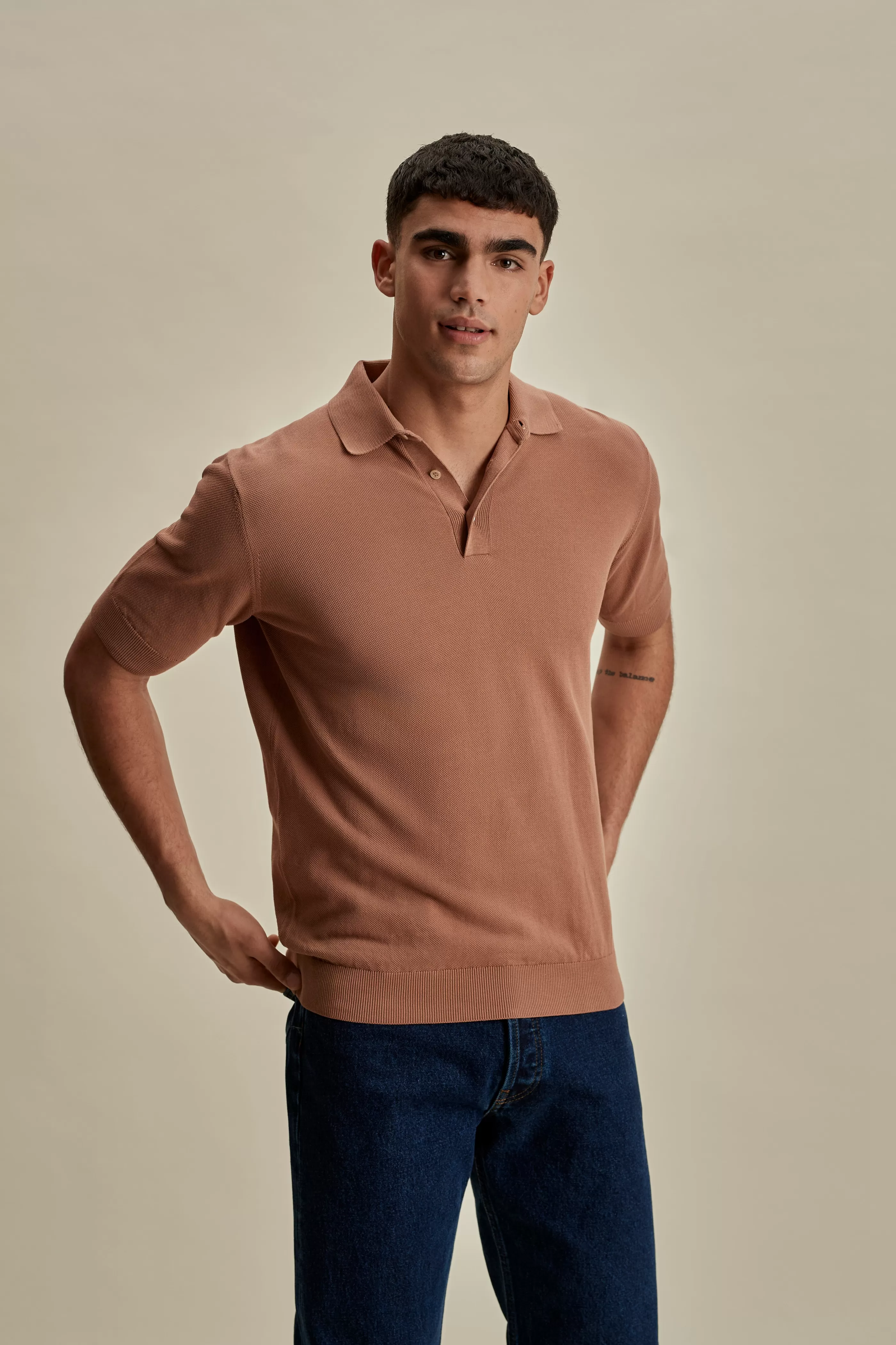 Thom Sweeney Cotton Air Crepe Polo Shirt