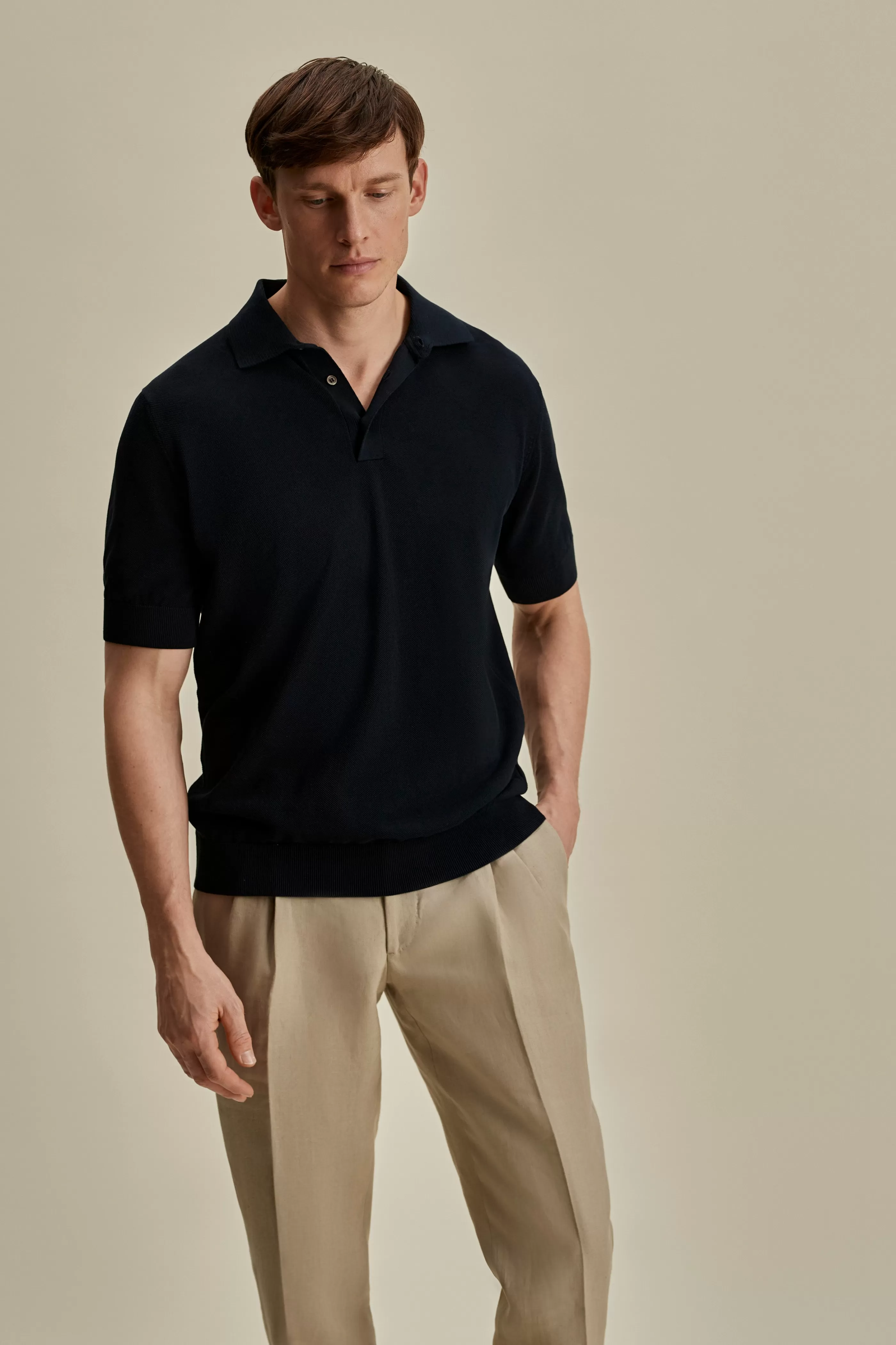 Thom Sweeney Cotton Air Crepe Polo Shirt