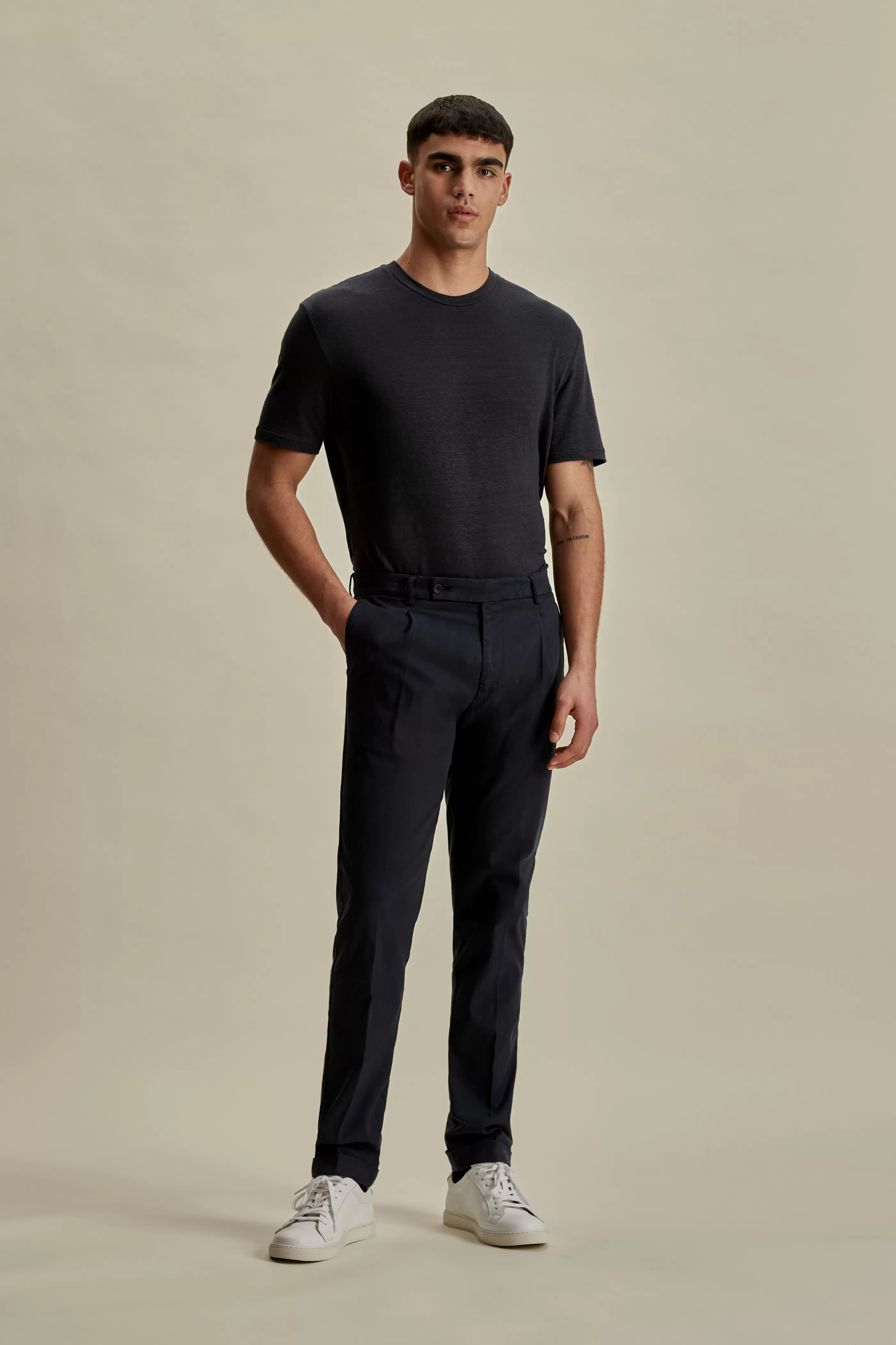 Thom Sweeney Cotton Easy Fit Flat Front Chinos