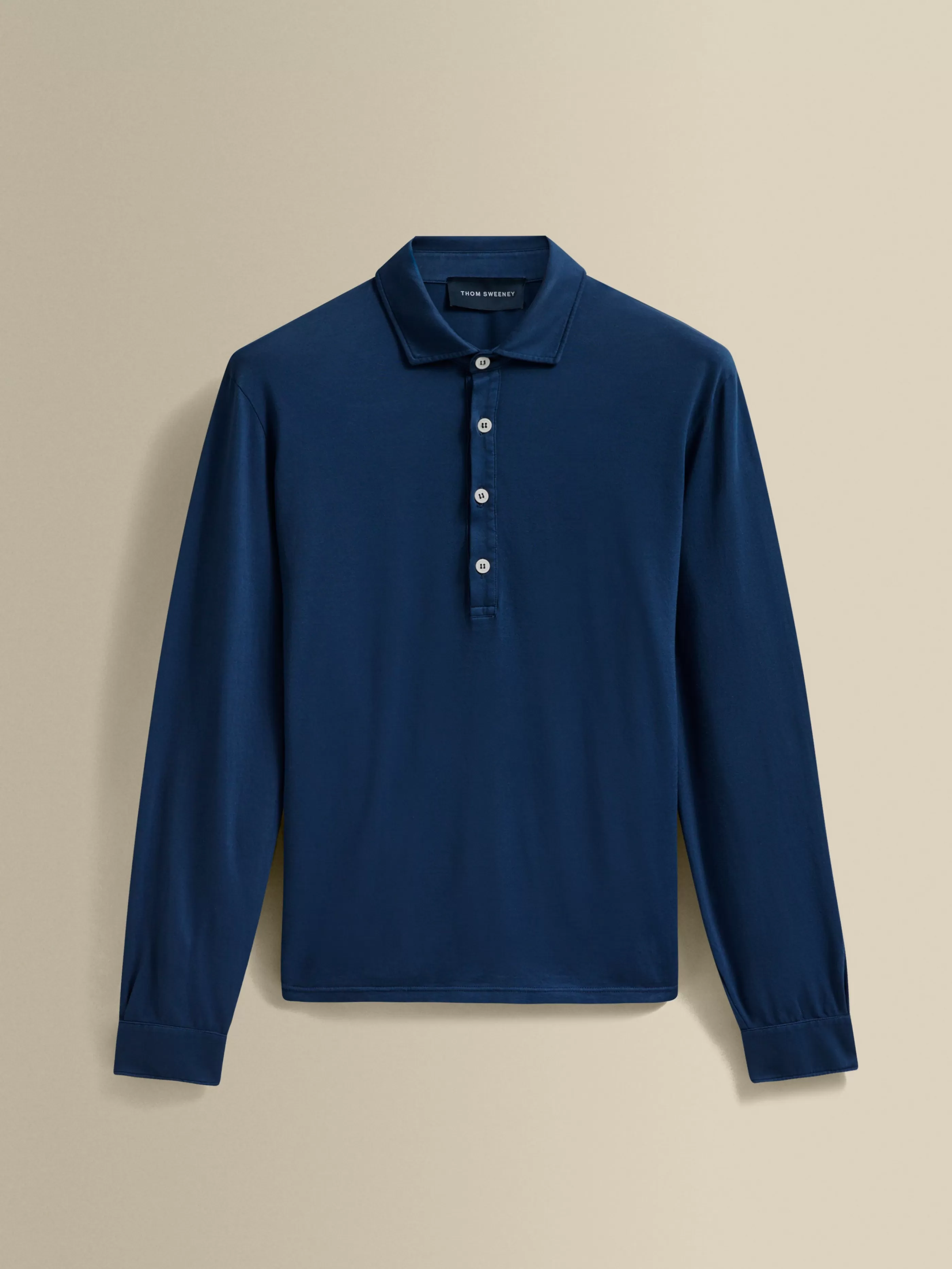 Thom Sweeney Cotton Long Sleeve Polo Shirt