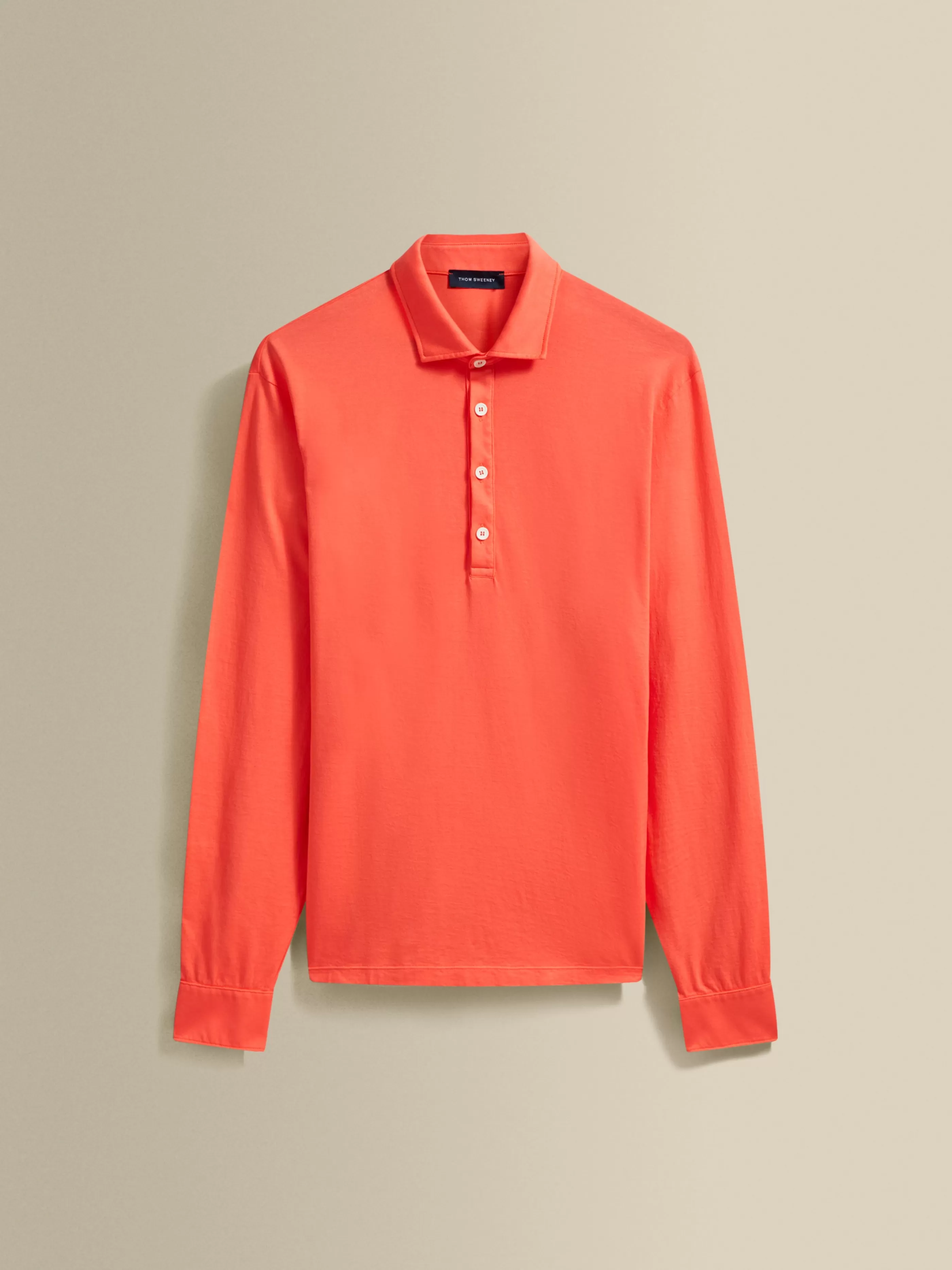 Thom Sweeney Cotton Long Sleeve Polo Shirt