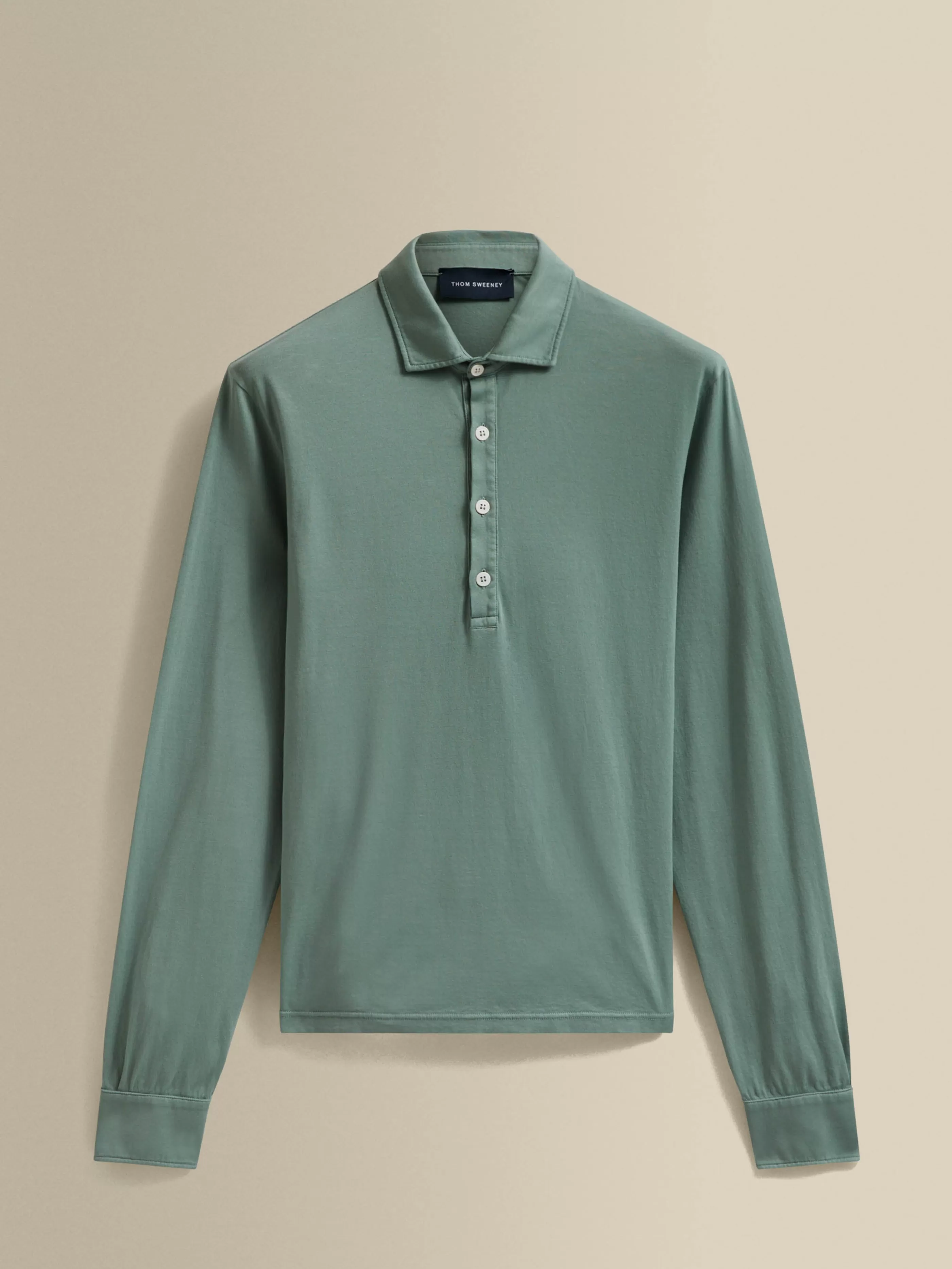 Thom Sweeney Cotton Long Sleeve Polo Shirt