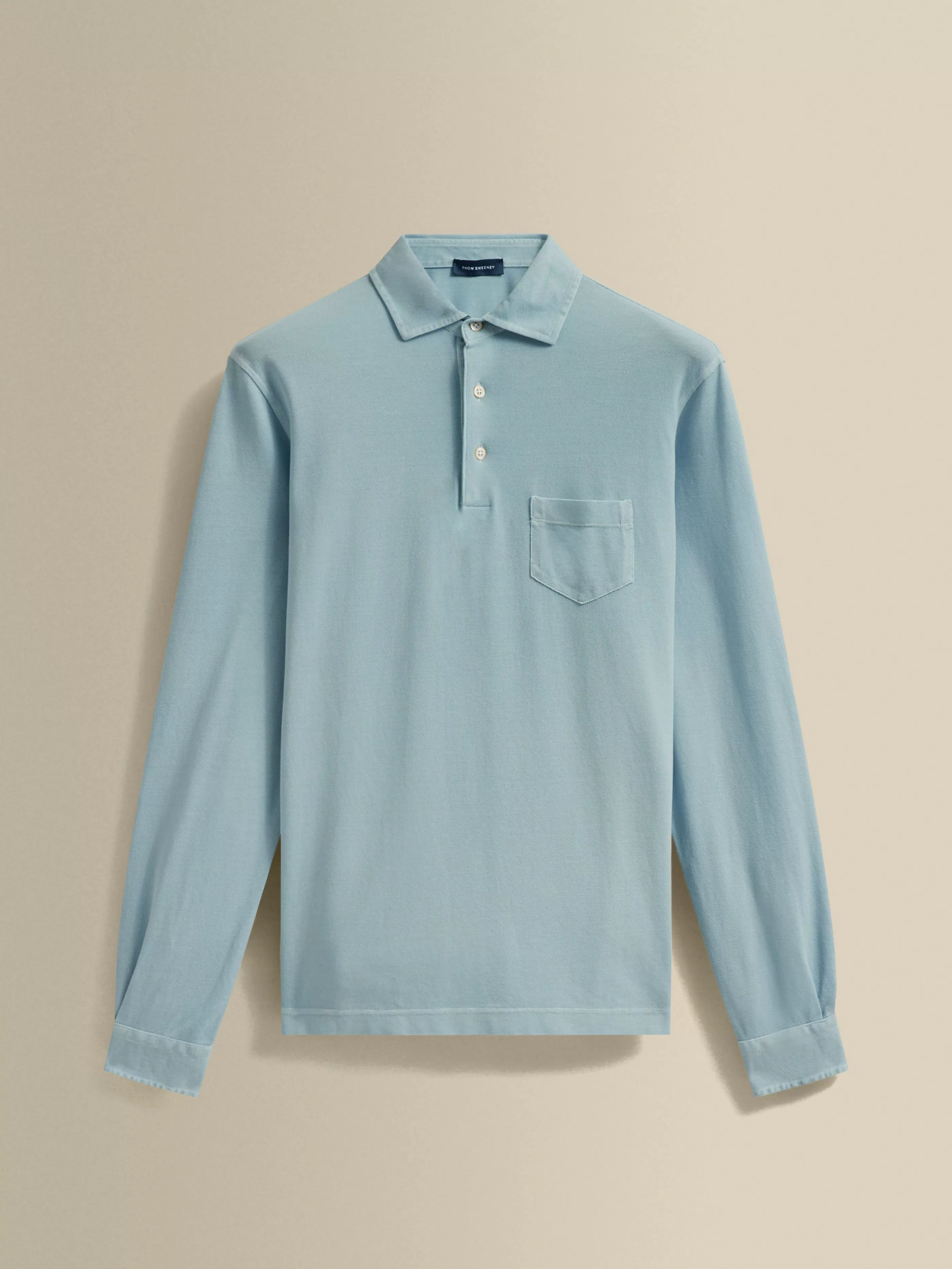 Thom Sweeney Cotton Pique Long Sleeve Polo Shirt