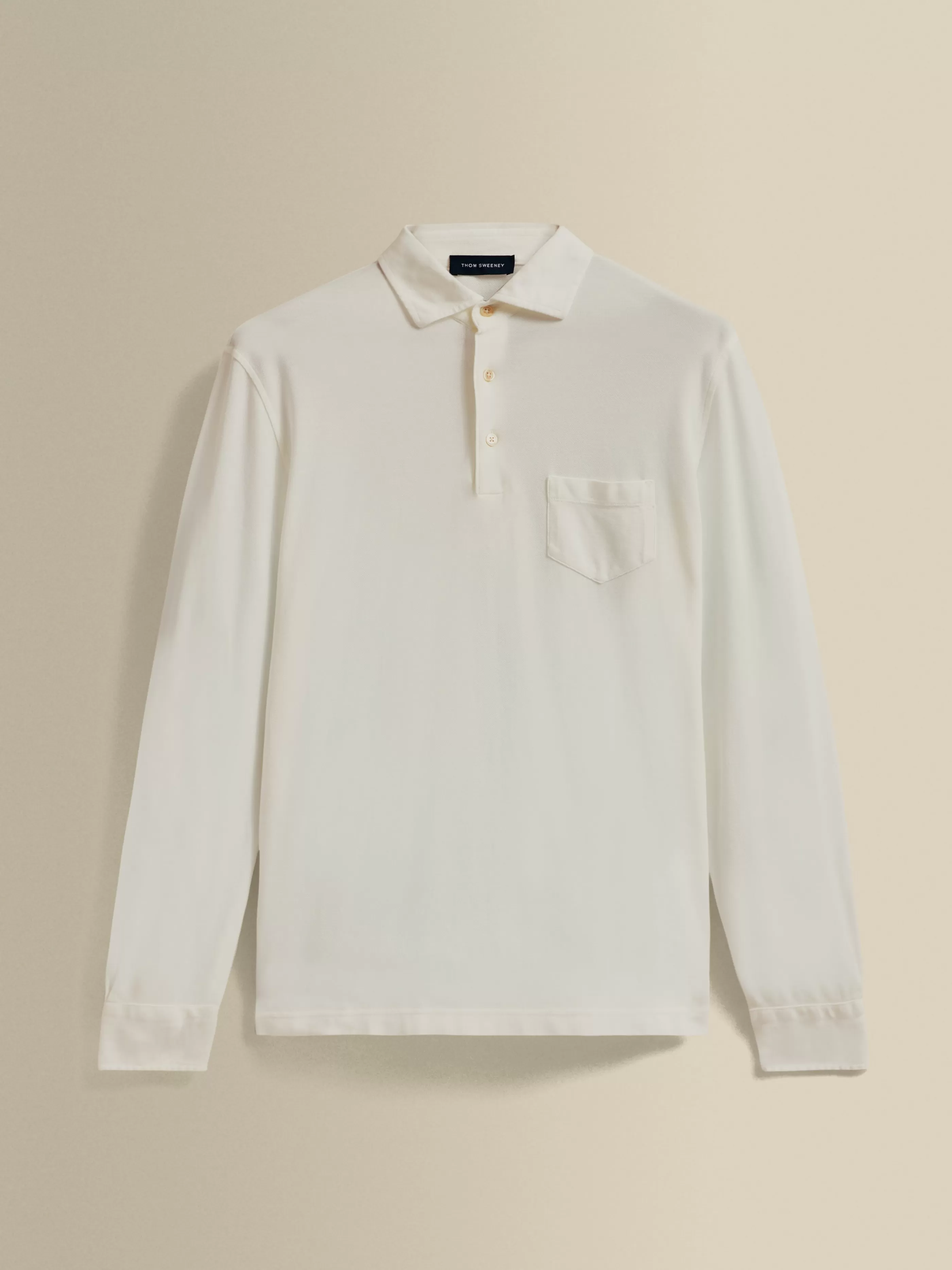 Thom Sweeney Cotton Pique Long Sleeve Polo Shirt