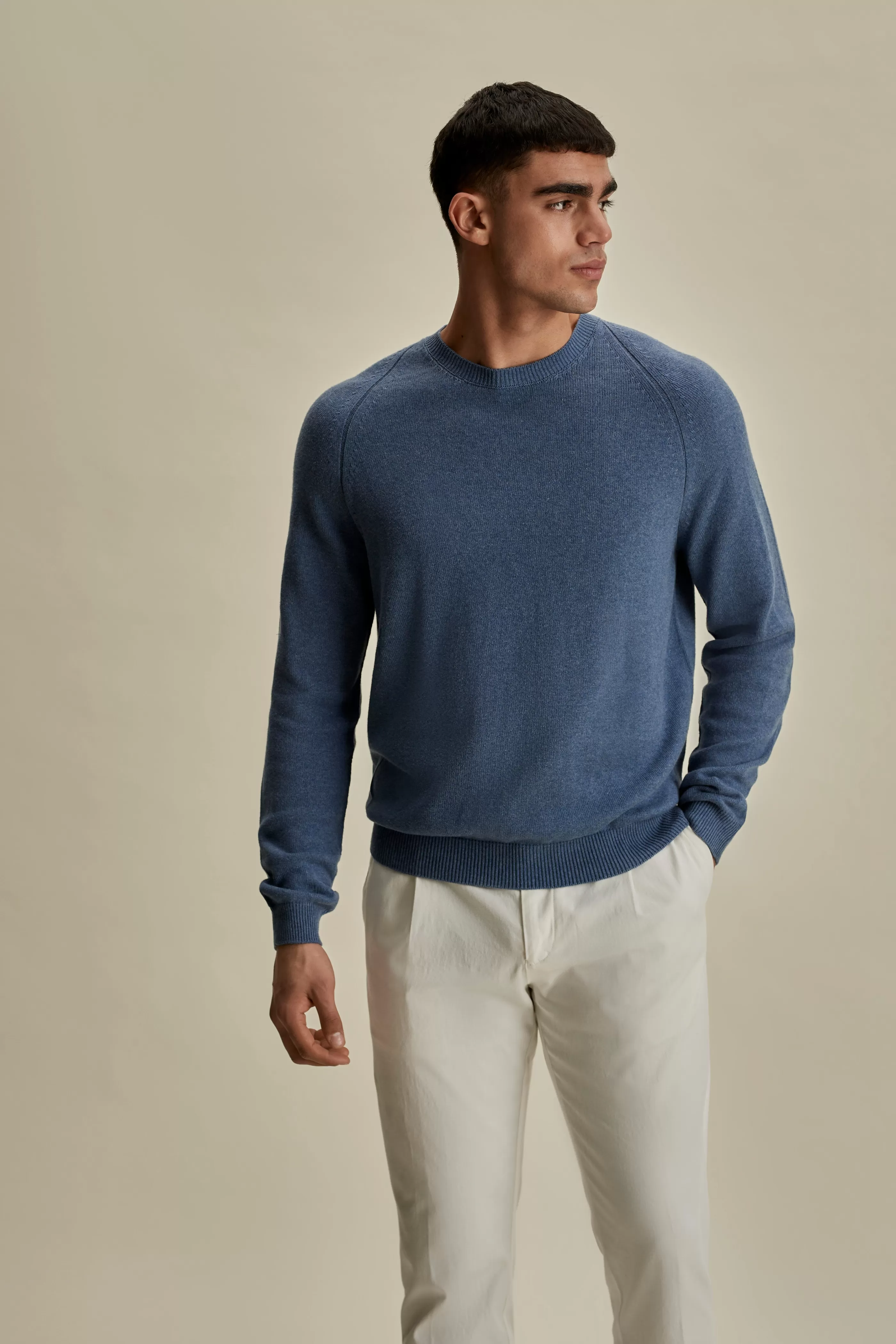 Thom Sweeney Cotton Raglan Crew Neck Sweater