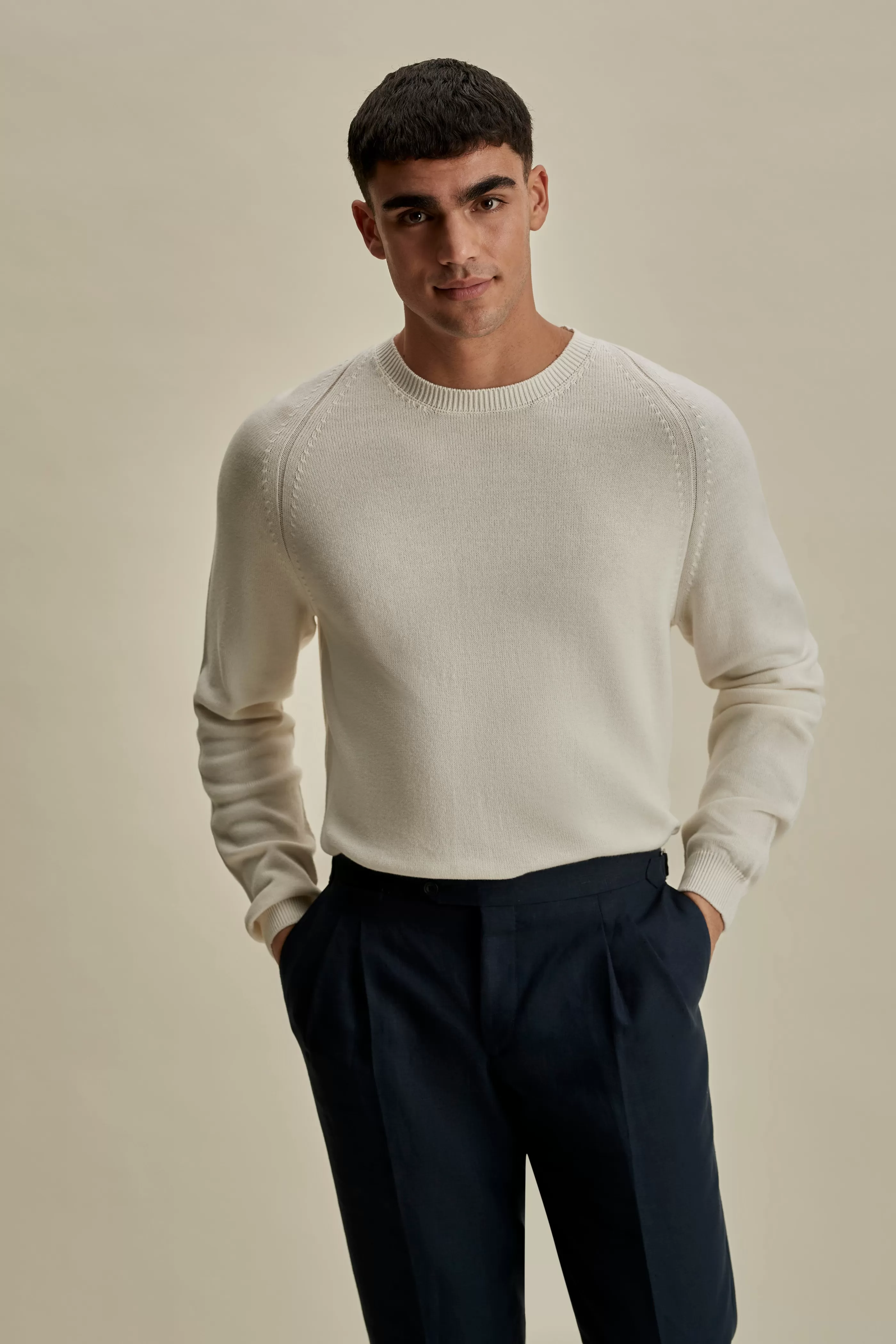 Thom Sweeney Cotton Raglan Crew Neck Sweater