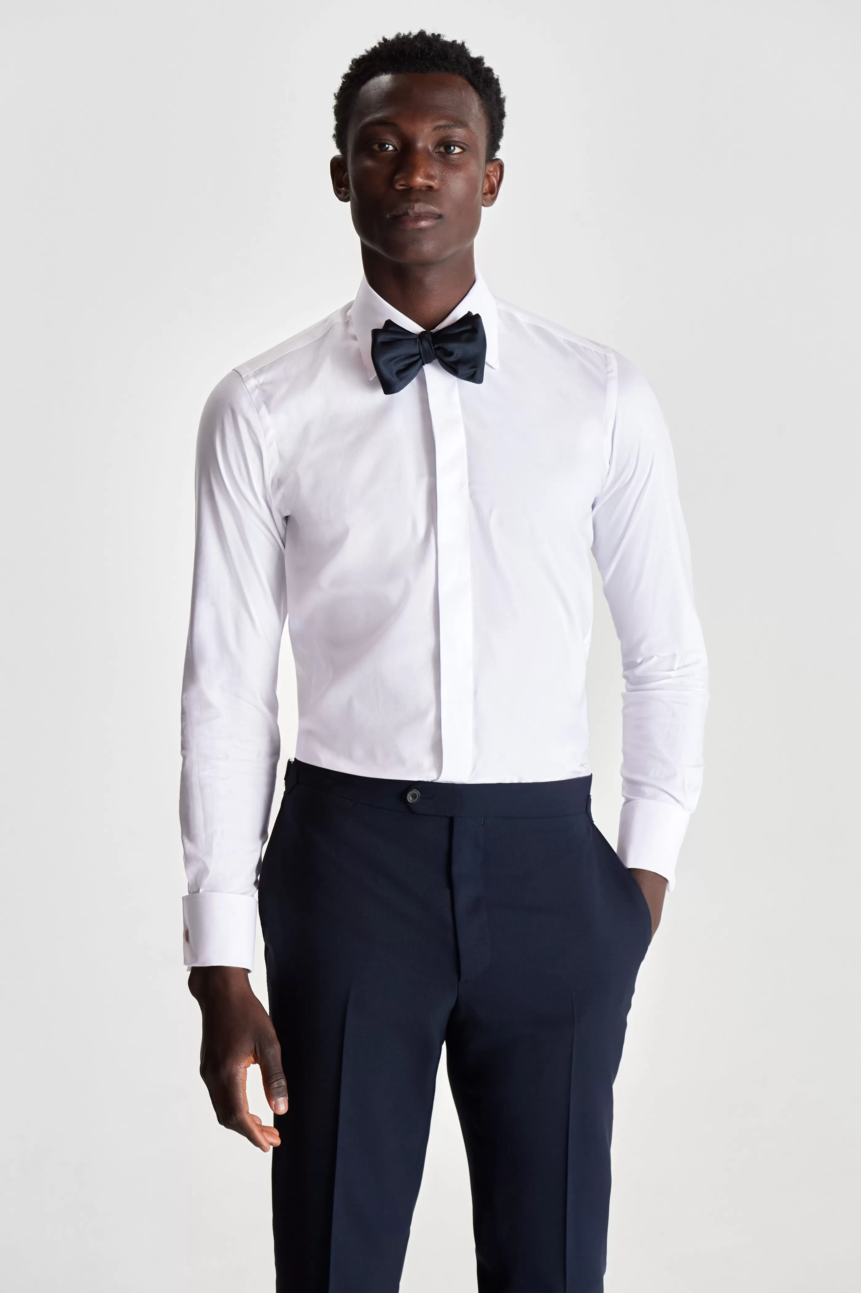Thom Sweeney Cotton Stretch Fly Front Dress Shirt