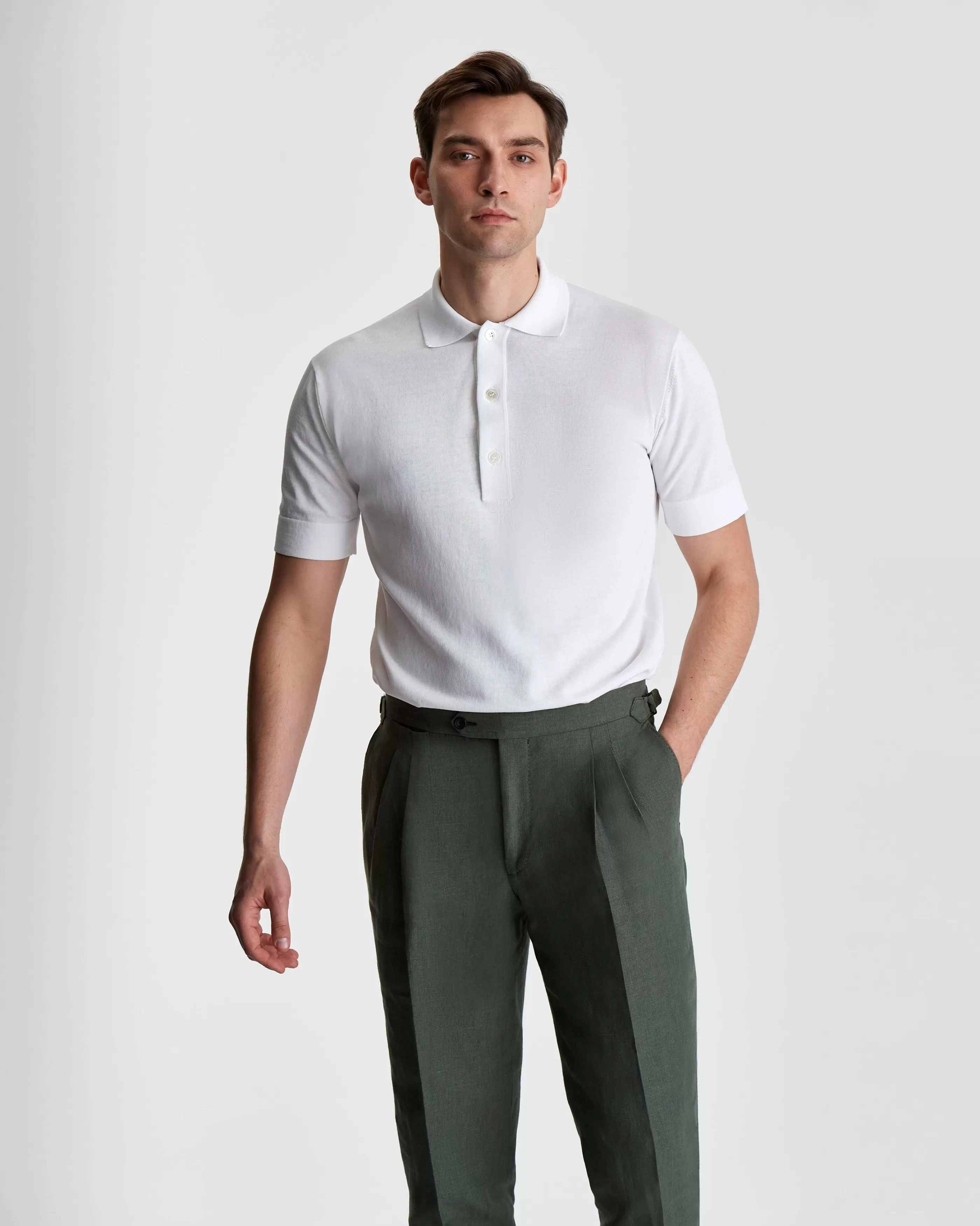 Thom Sweeney Crepe Cotton Polo Shirt