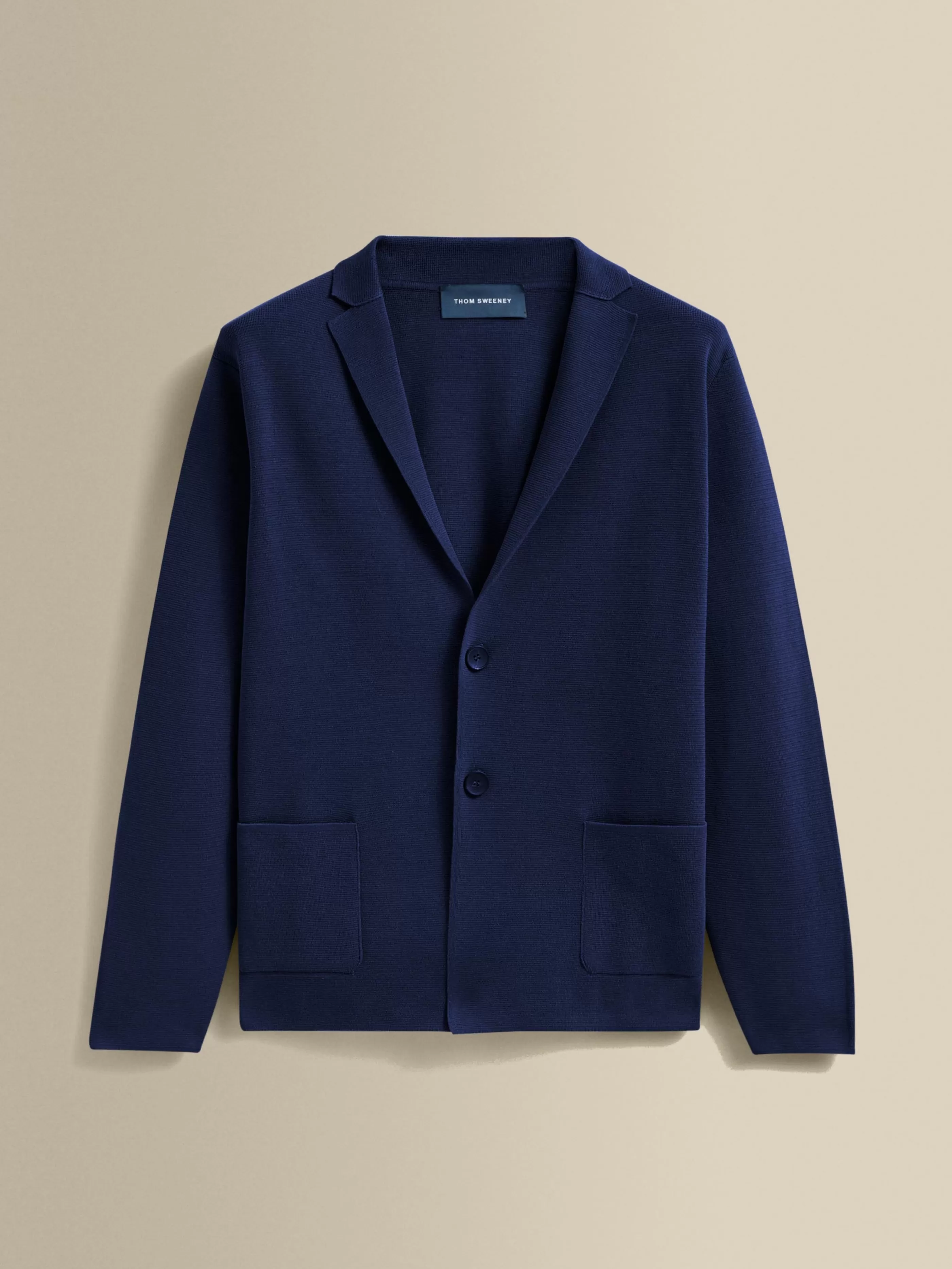 Thom Sweeney Crepe Cotton Single Breasted Knitted Blazer