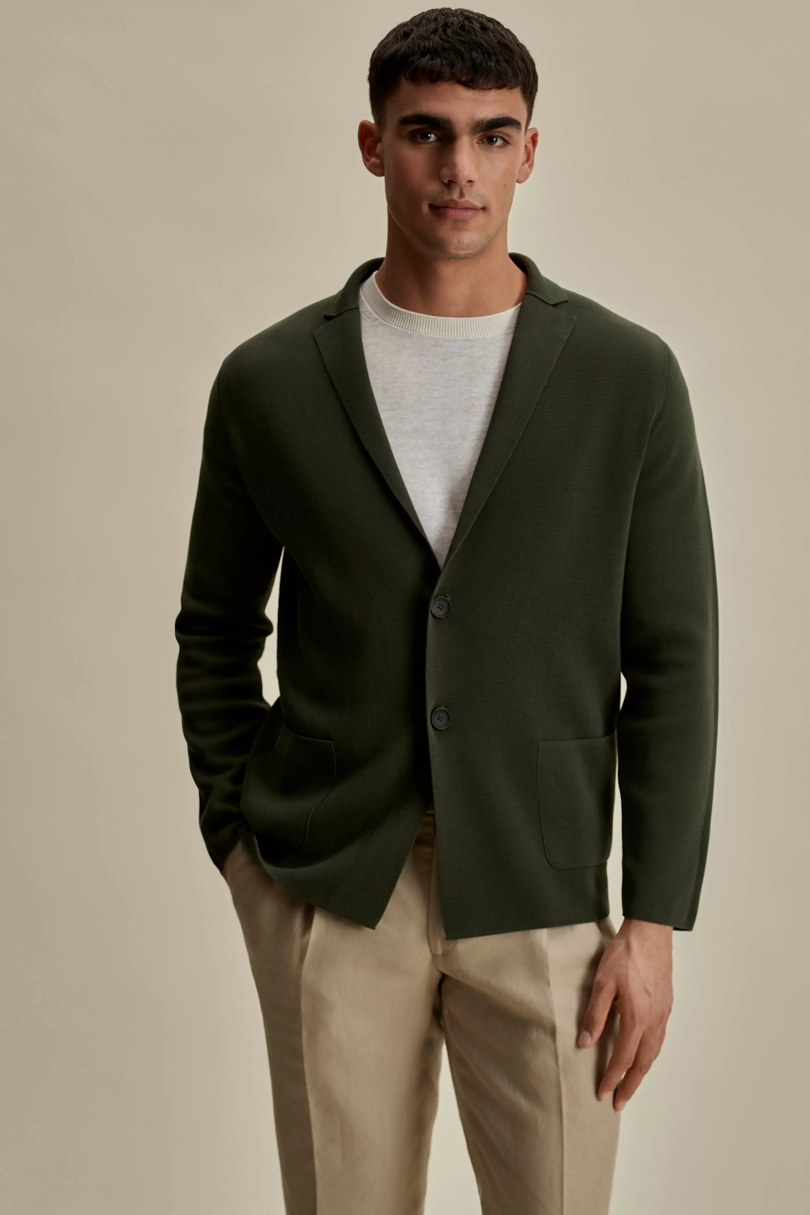 Thom Sweeney Crepe Cotton Single Breasted Knitted Blazer