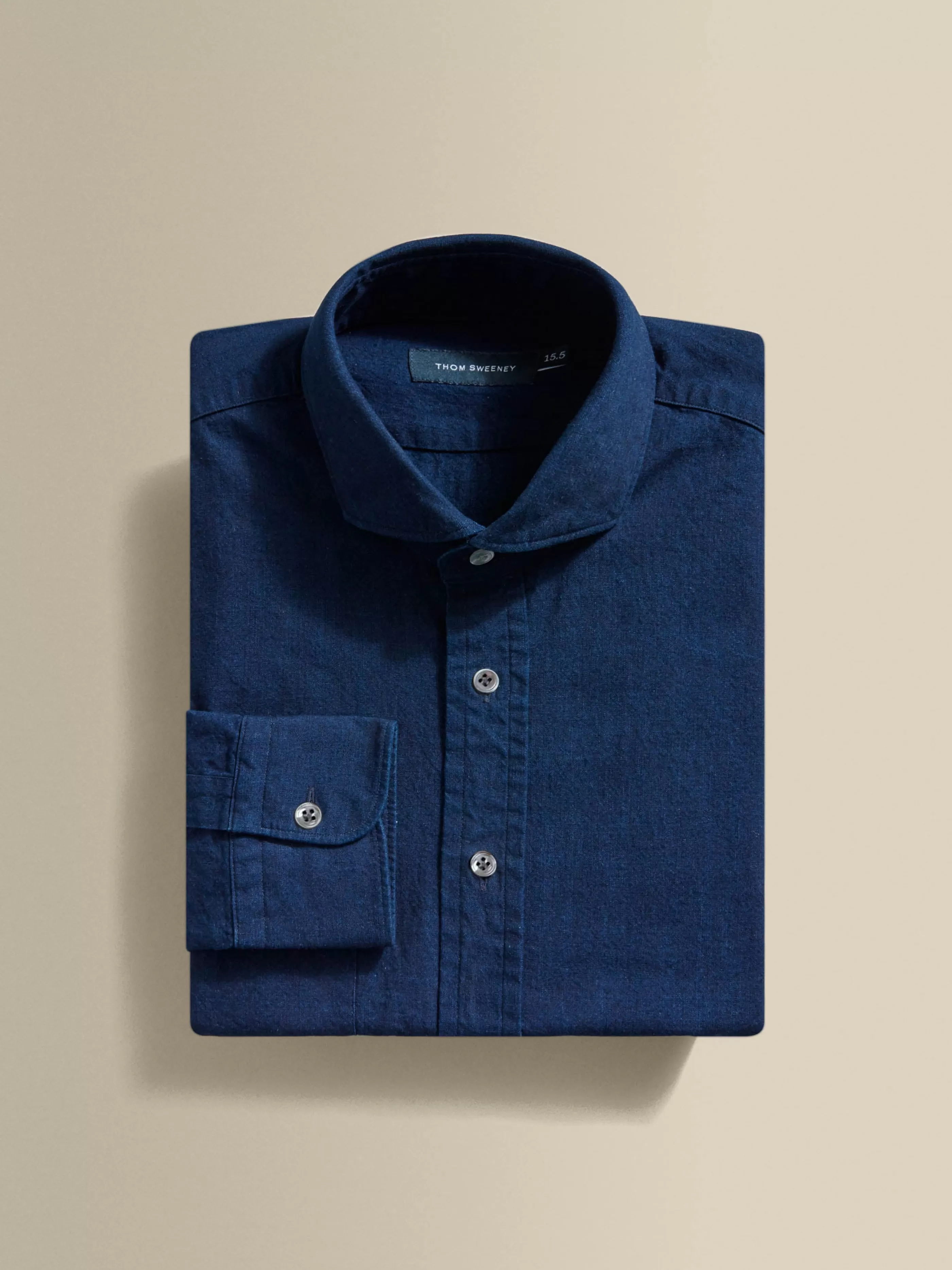 Thom Sweeney Denim Cutaway Collar Shirt
