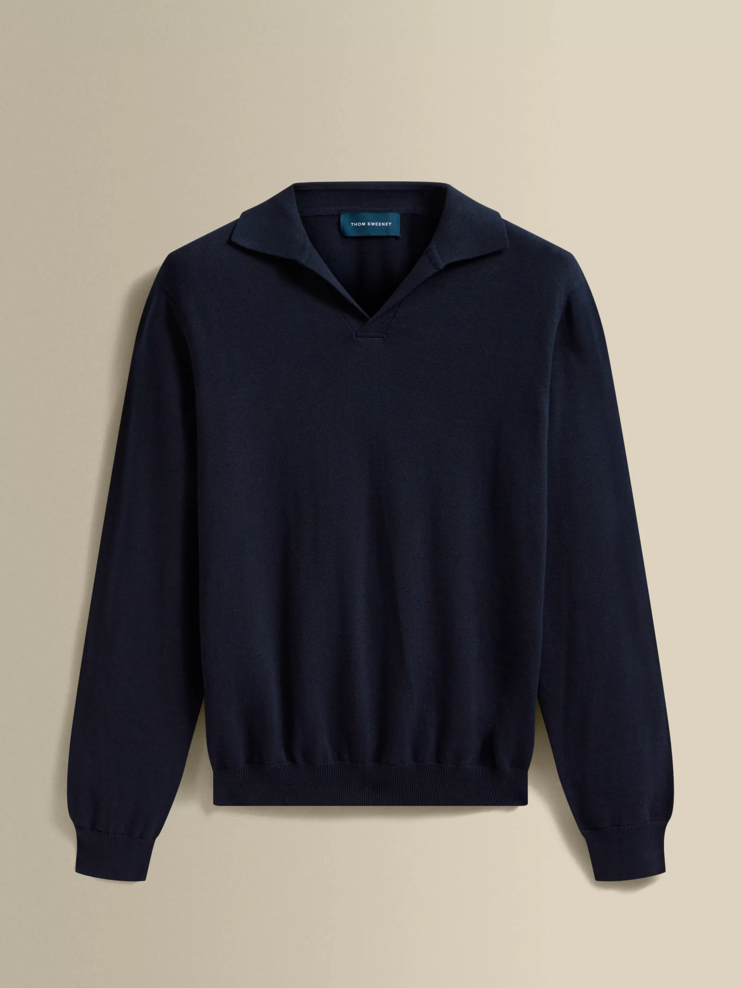 Thom Sweeney Heavy Cotton Long Sleeve Skipper Polo Shirt