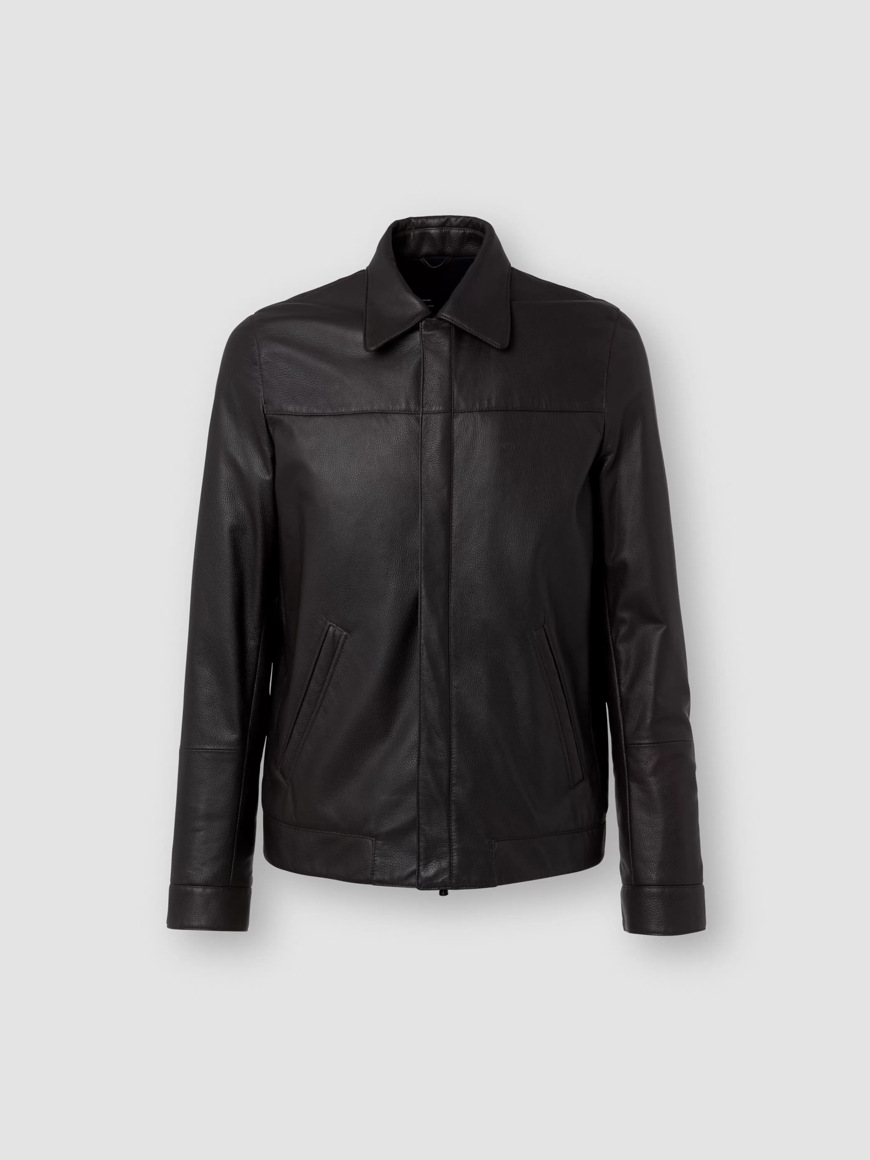 Thom Sweeney Leather Shirt Collar Bomber Jacket