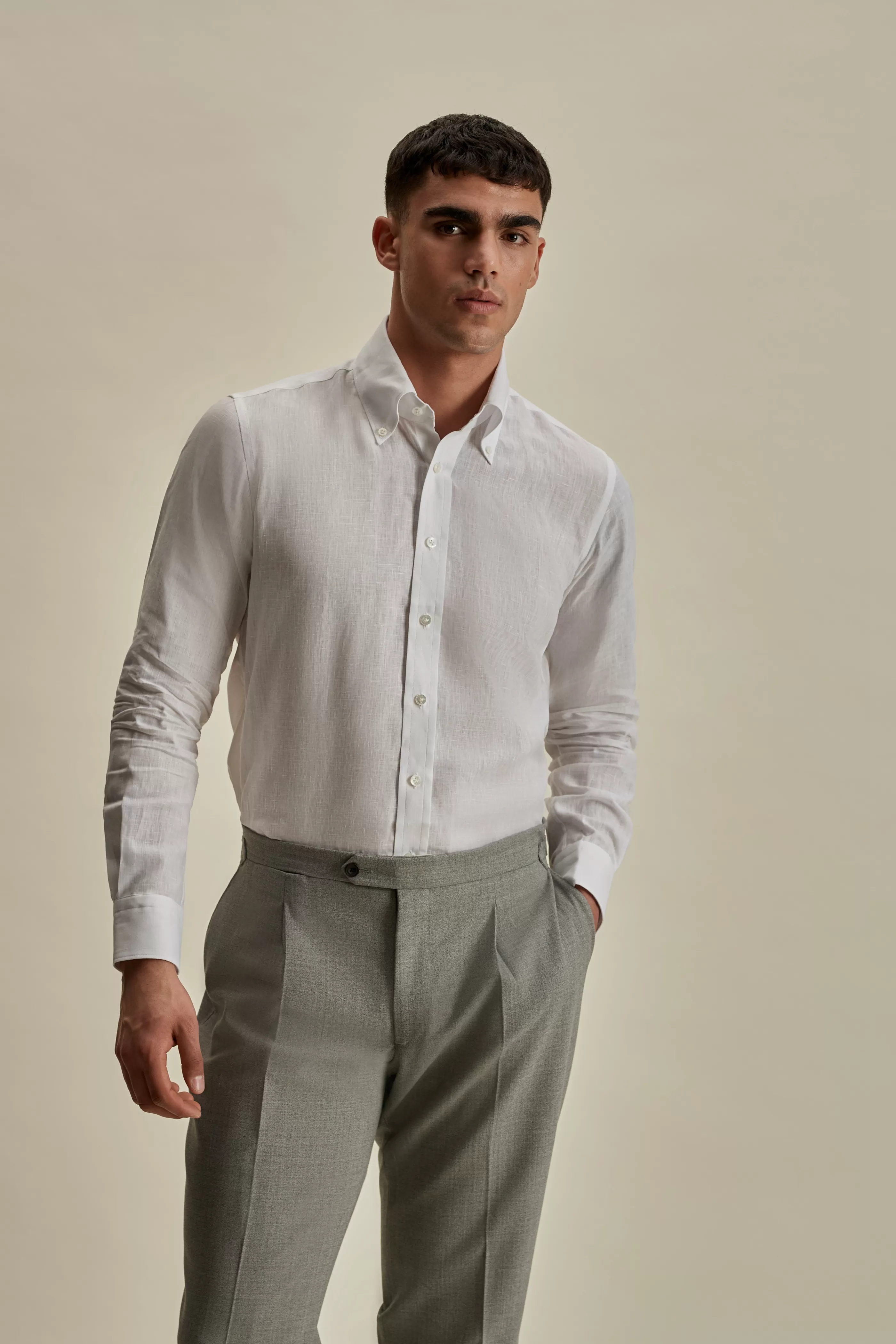 Thom Sweeney Linen Button Down Collar Shirt