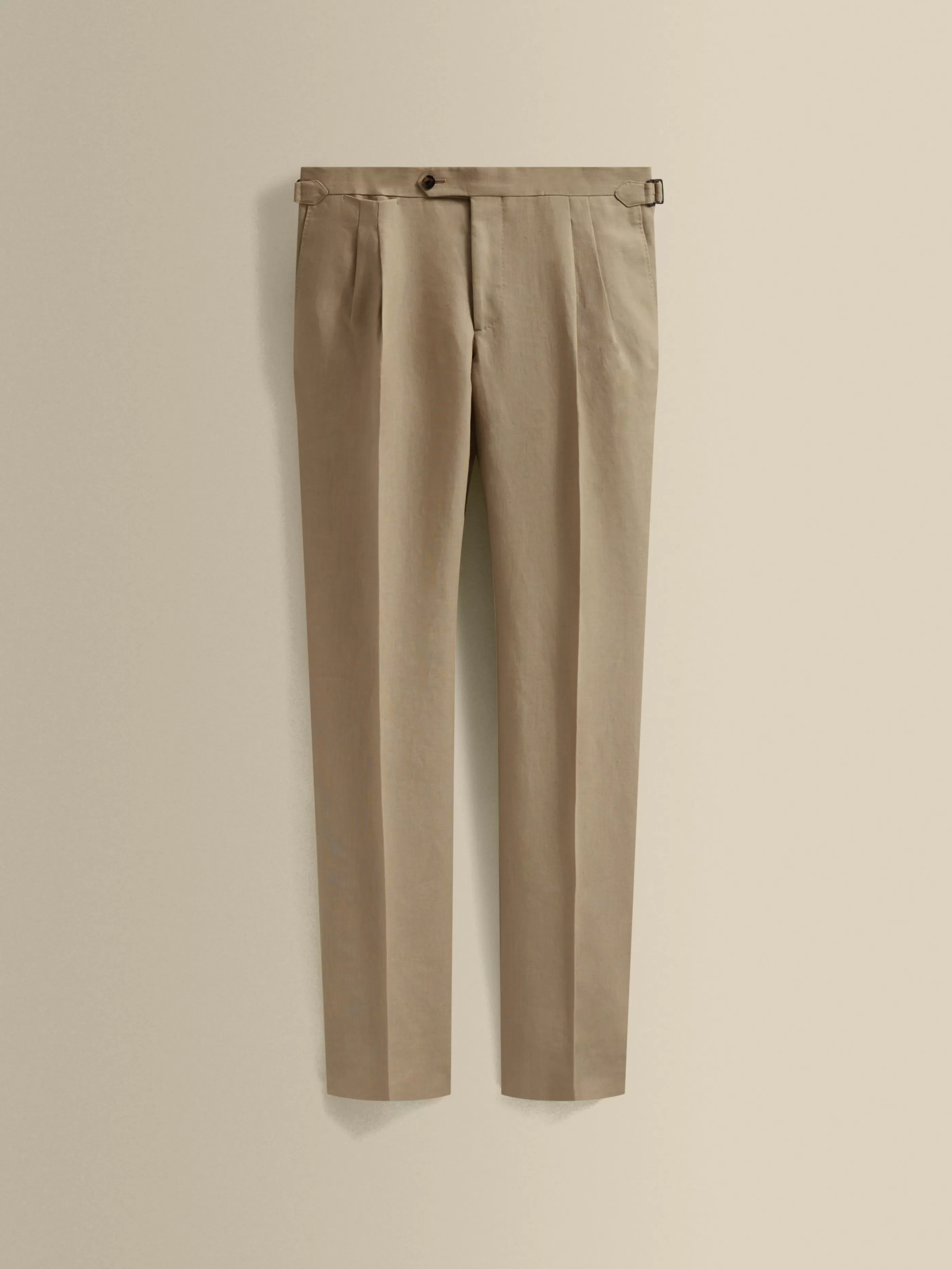 Thom Sweeney Linen Double Pleat Tailored Trousers