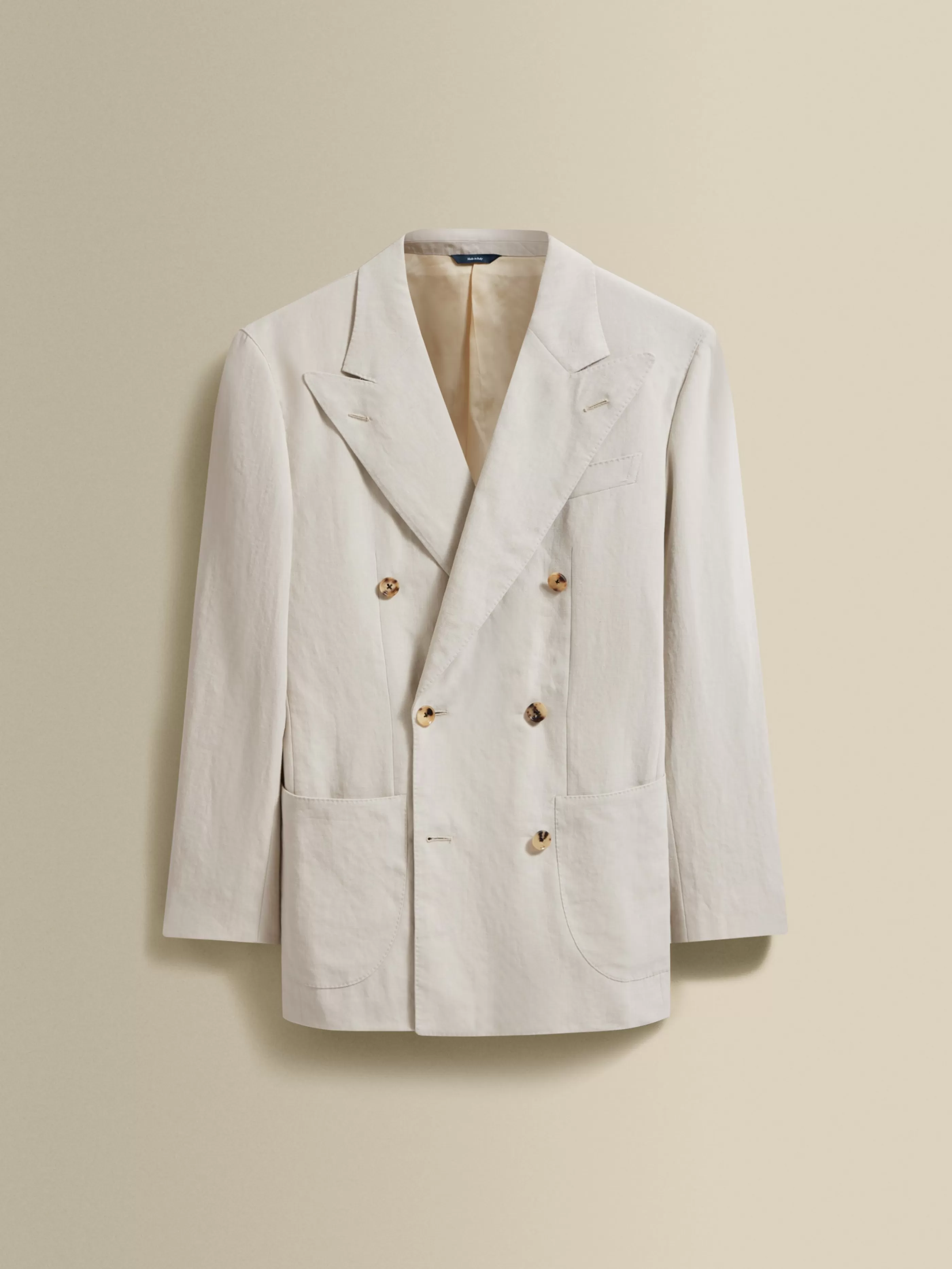 Thom Sweeney Linen Unstructured Double Breasted Peak Lapel Suit
