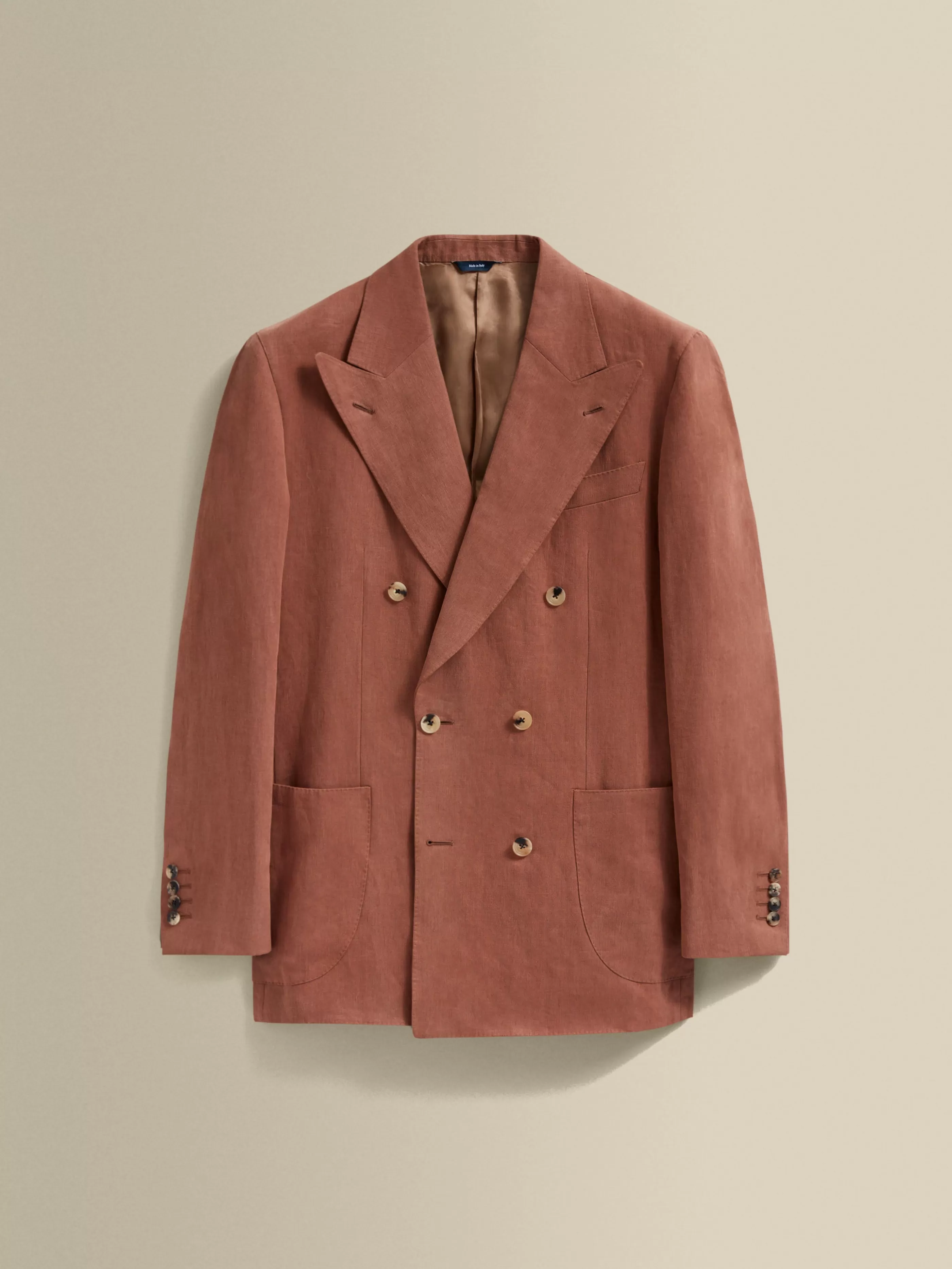 Thom Sweeney Linen Unstructured Double Breasted Peak Lapel Suit