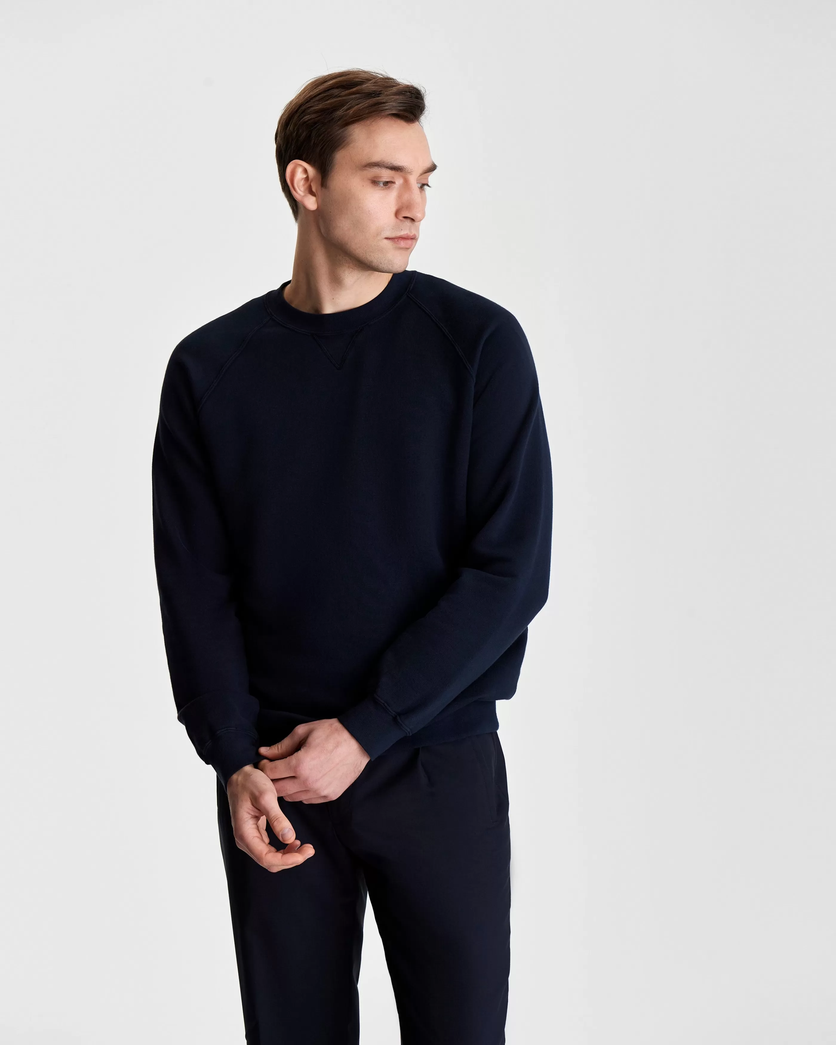 Thom Sweeney Loopback Cotton Raglan Sweater