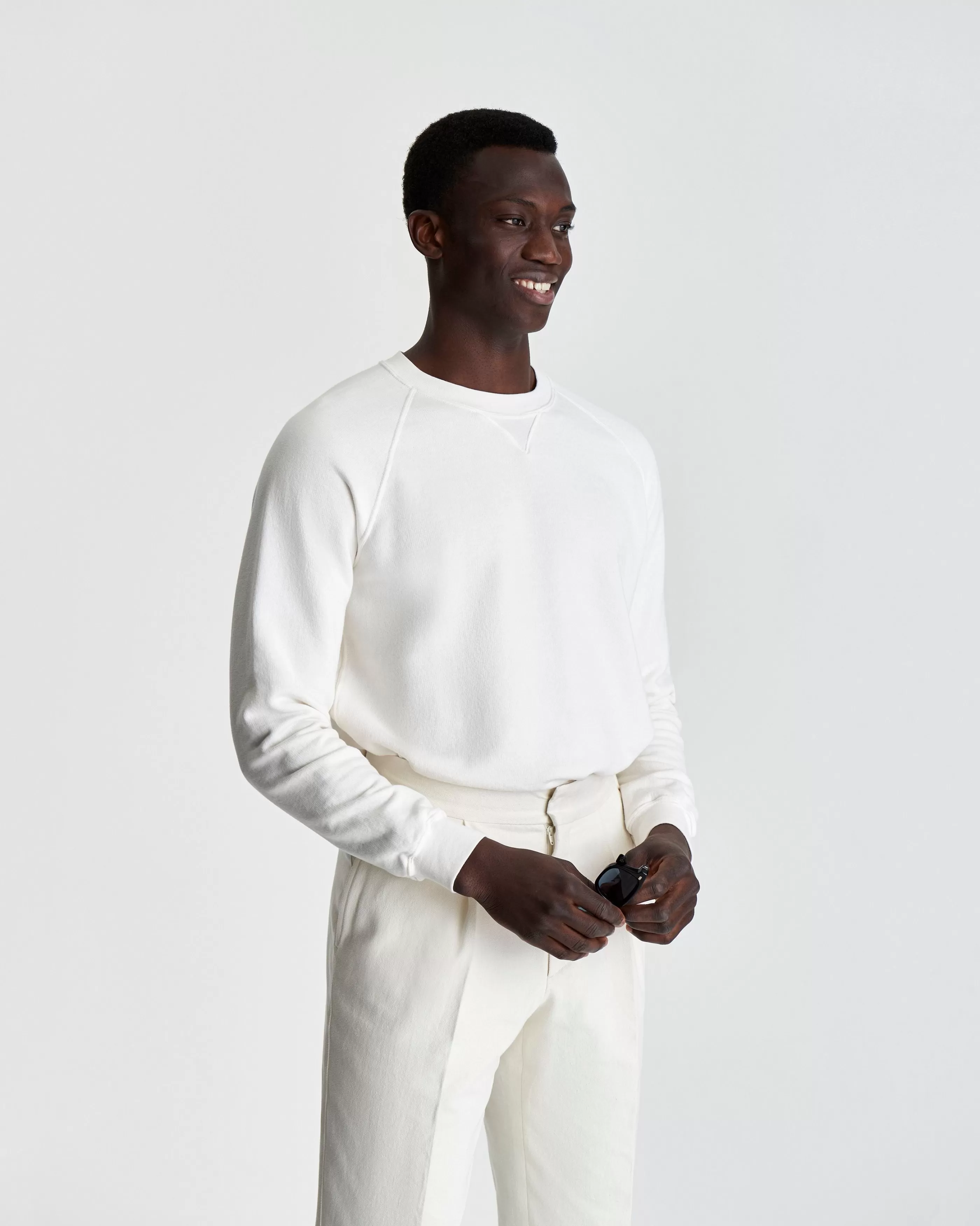 Thom Sweeney Loopback Cotton Raglan Sweater