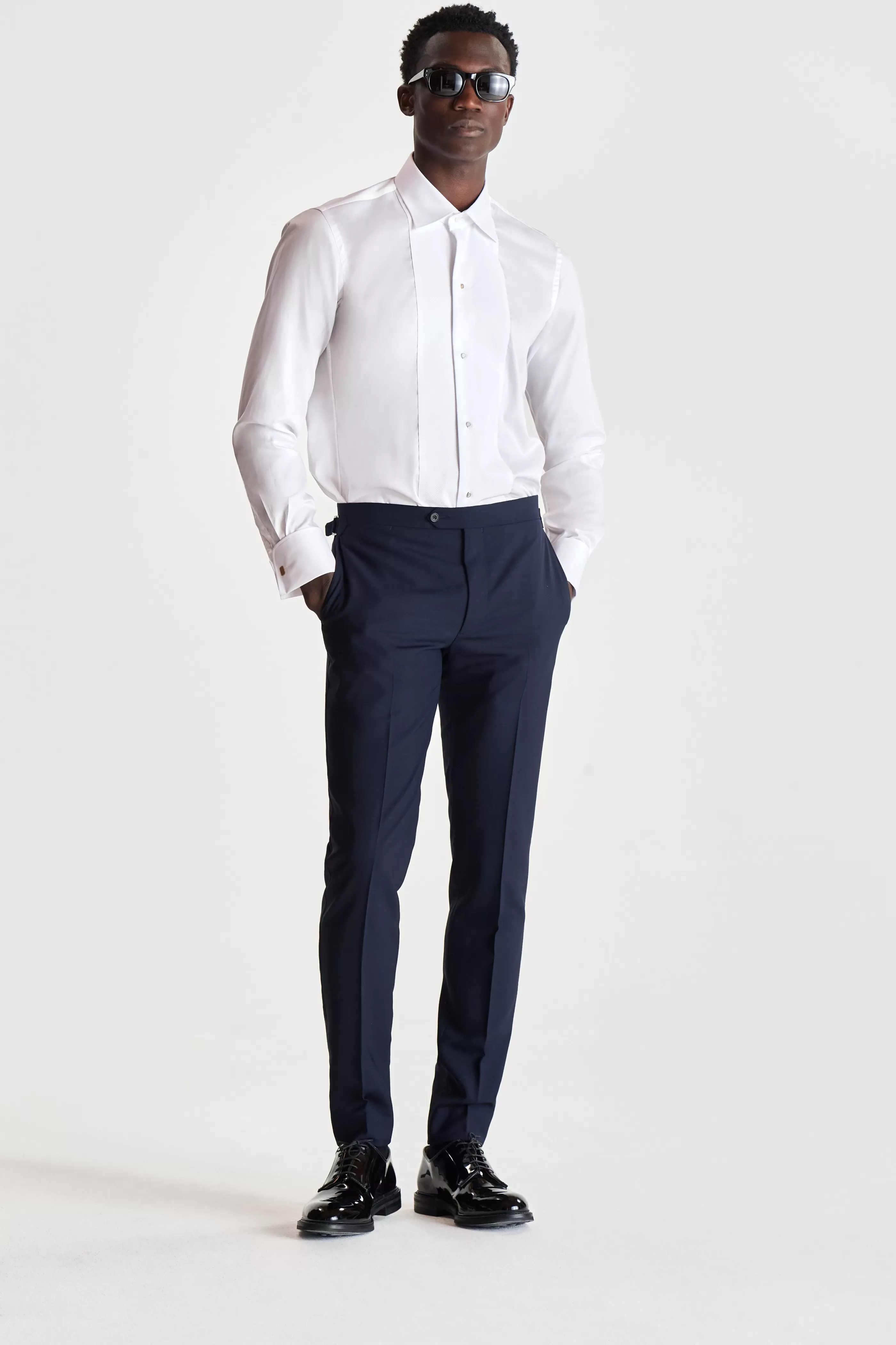 Thom Sweeney Marcella Bib Front Cotton Formal Shirt