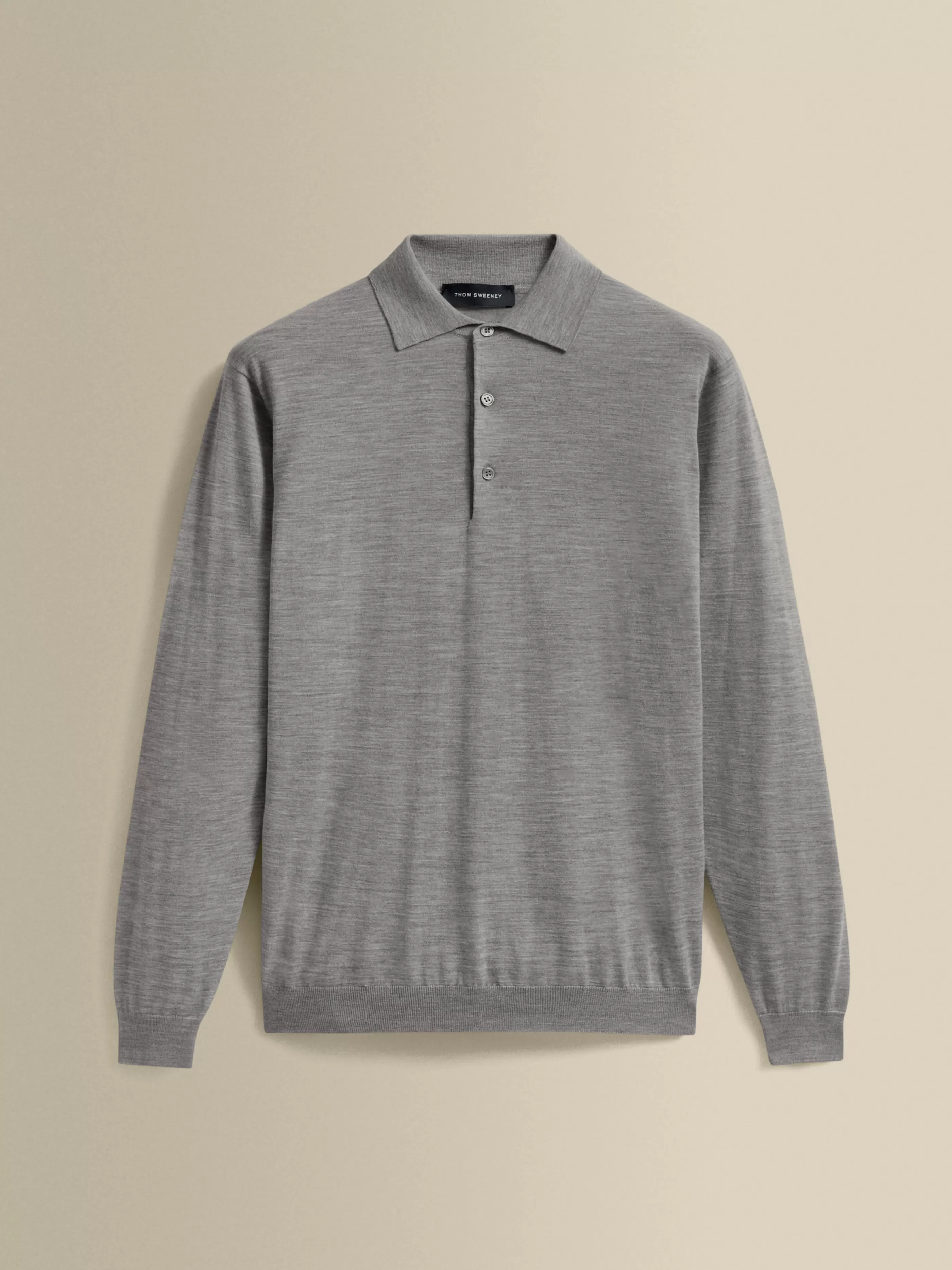 Thom Sweeney Merino Wool Fine Gauge Long Sleeve Polo Shirt
