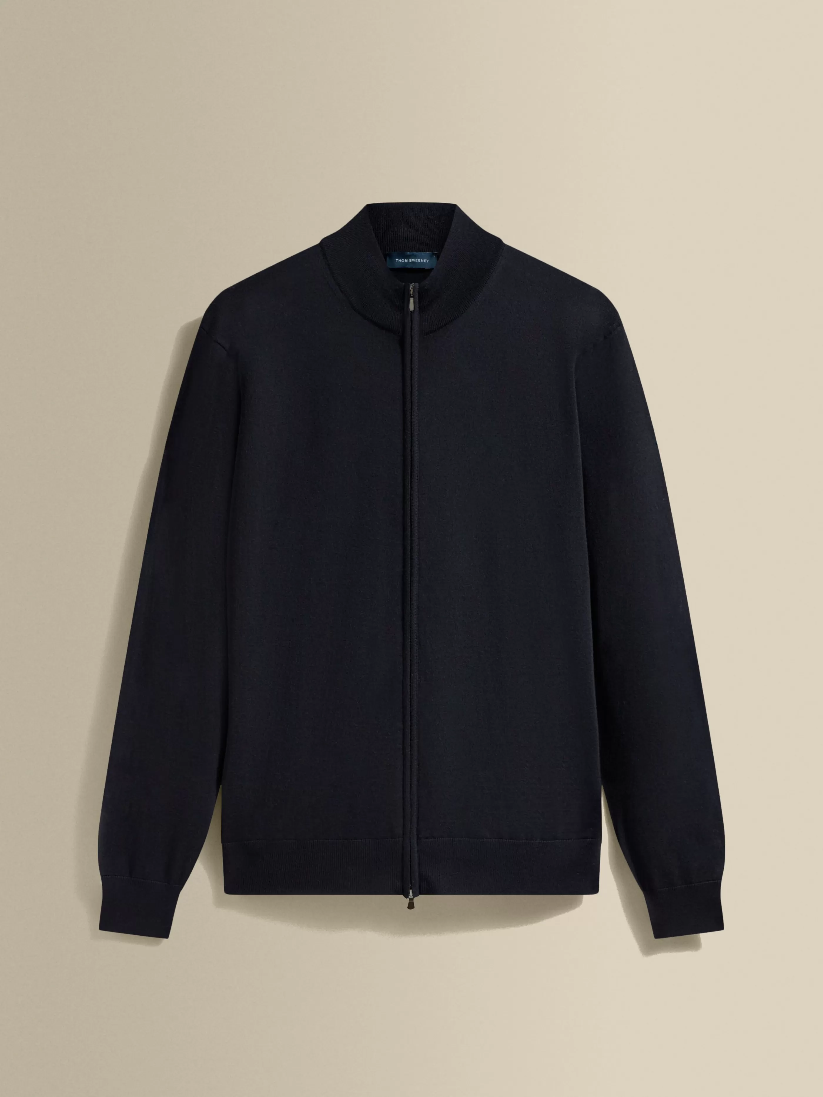 Thom Sweeney Merino Wool Zip-Through Mock Neck Knit