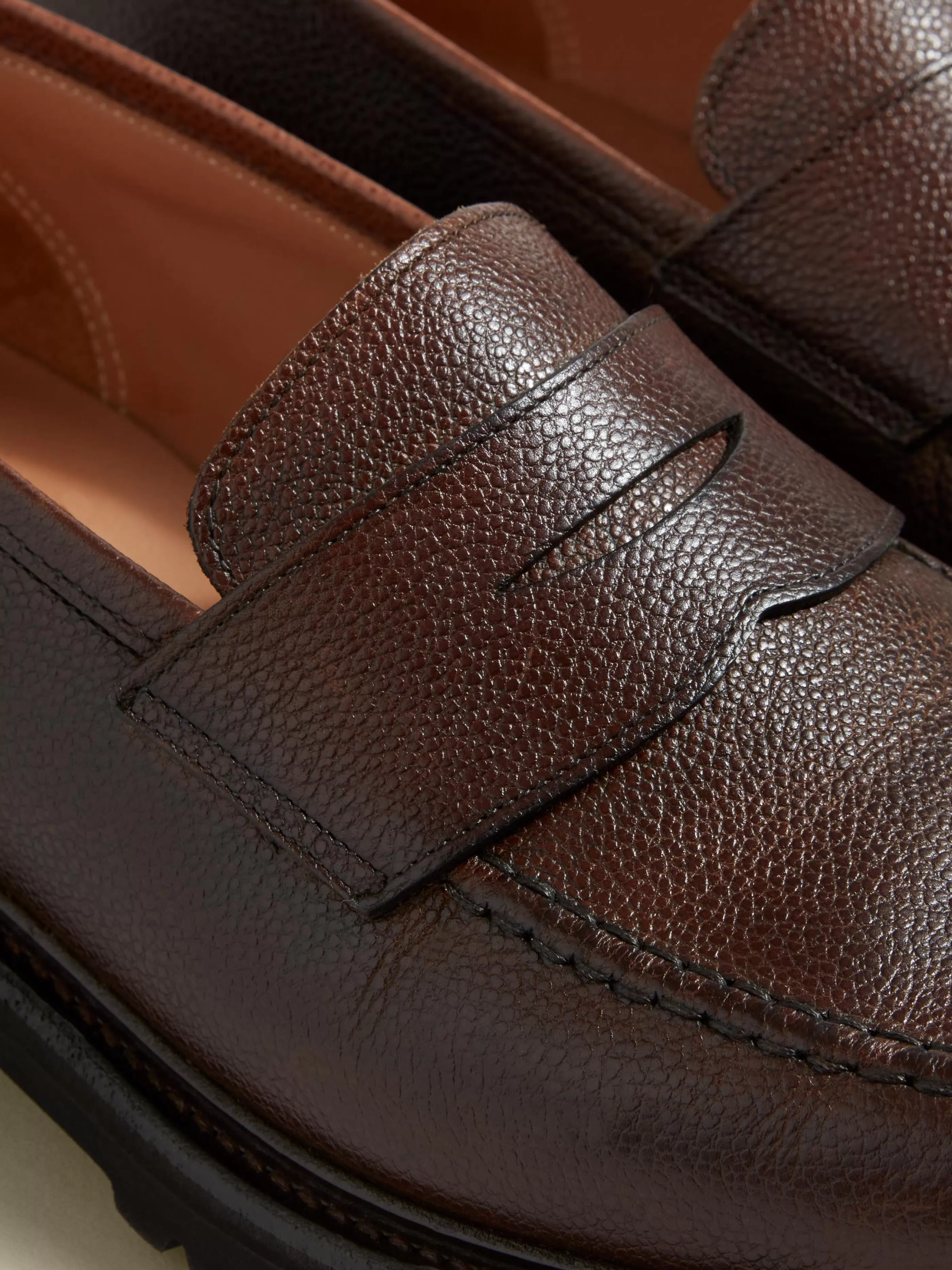 Thom Sweeney Pebble Grain Leather Penny Loafer Shoes