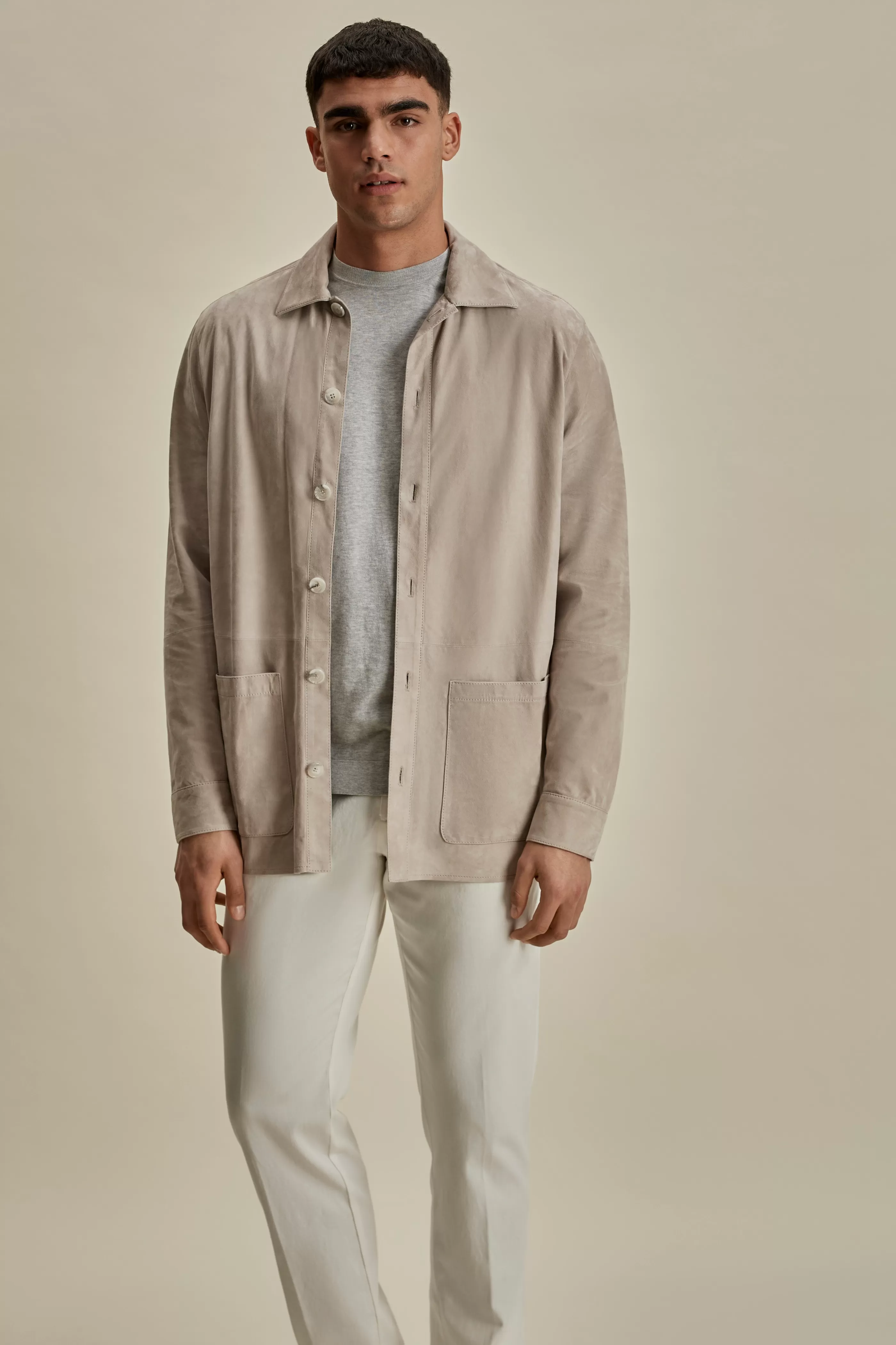 Thom Sweeney Suede Button Through Overshirt
