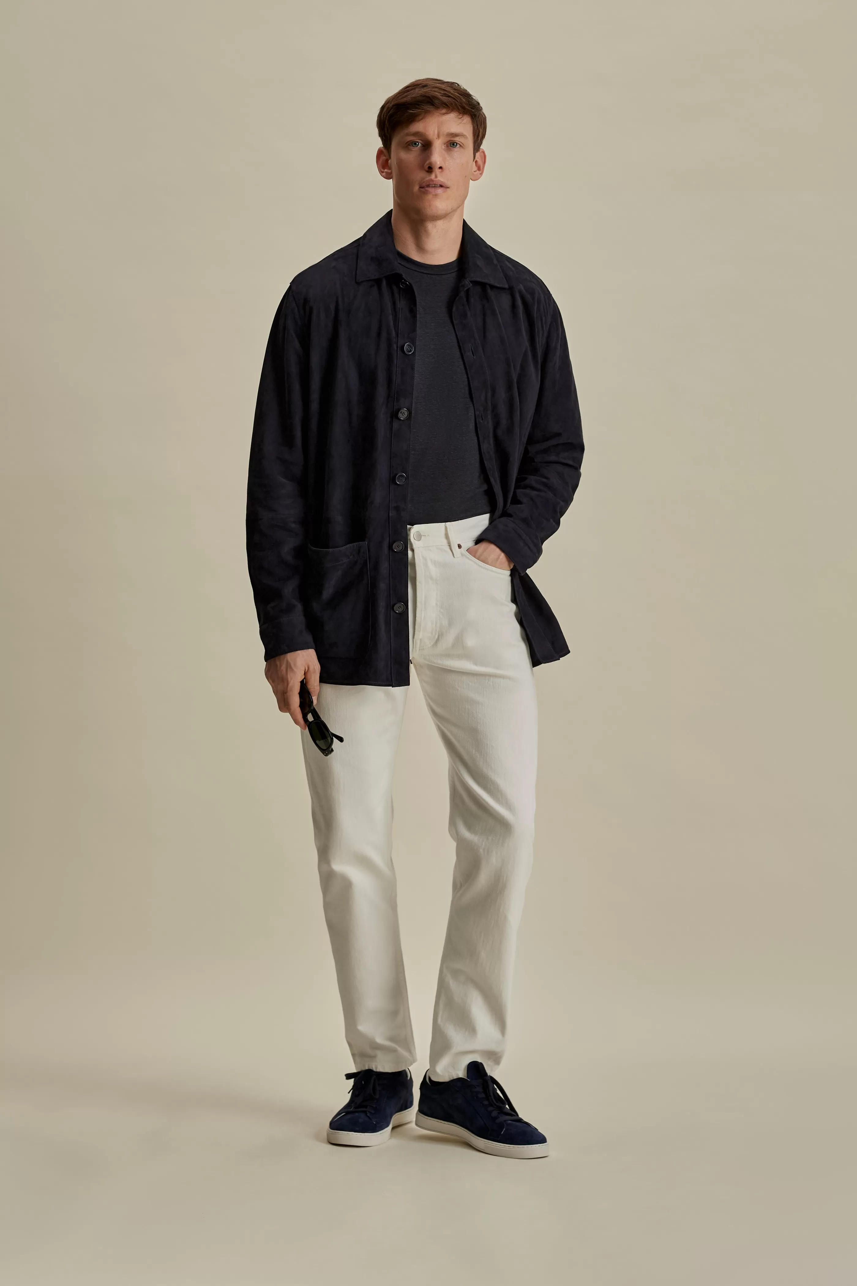 Thom Sweeney Suede Button Through Overshirt