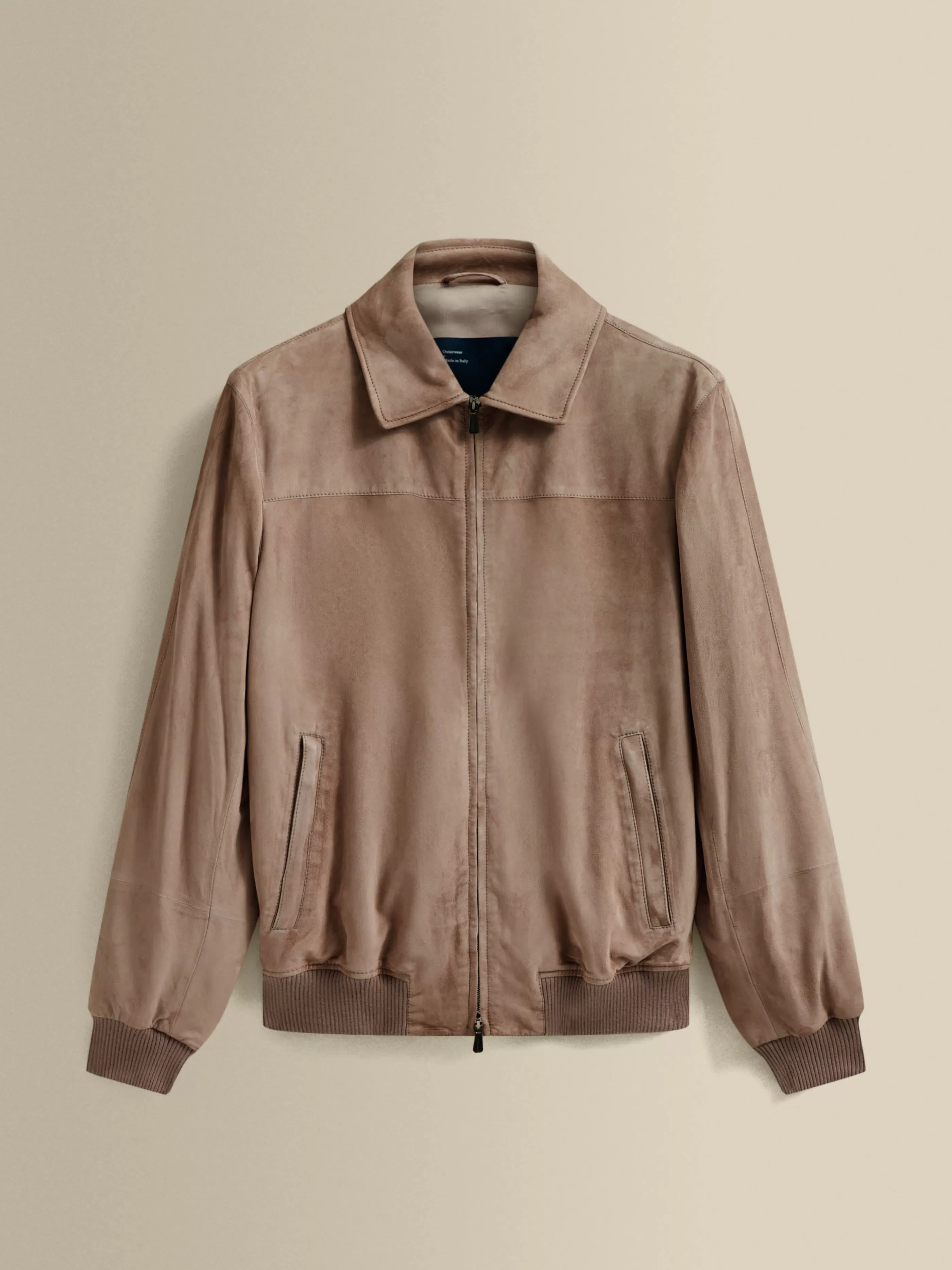 Thom Sweeney Suede Shirt Collar Bomber Jacket