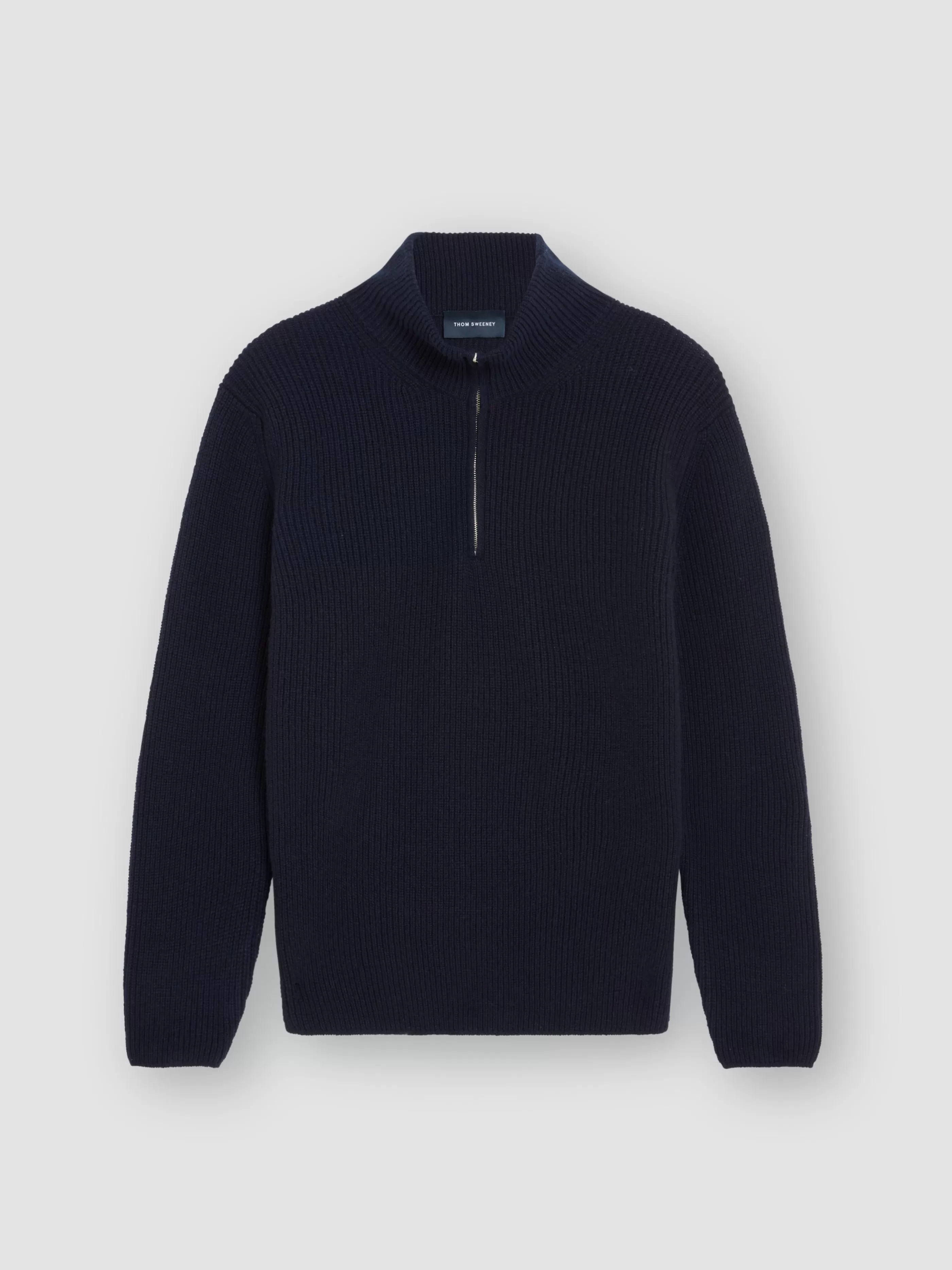 Thom Sweeney Wool Cashmere Half-Zip Fisherman Sweater