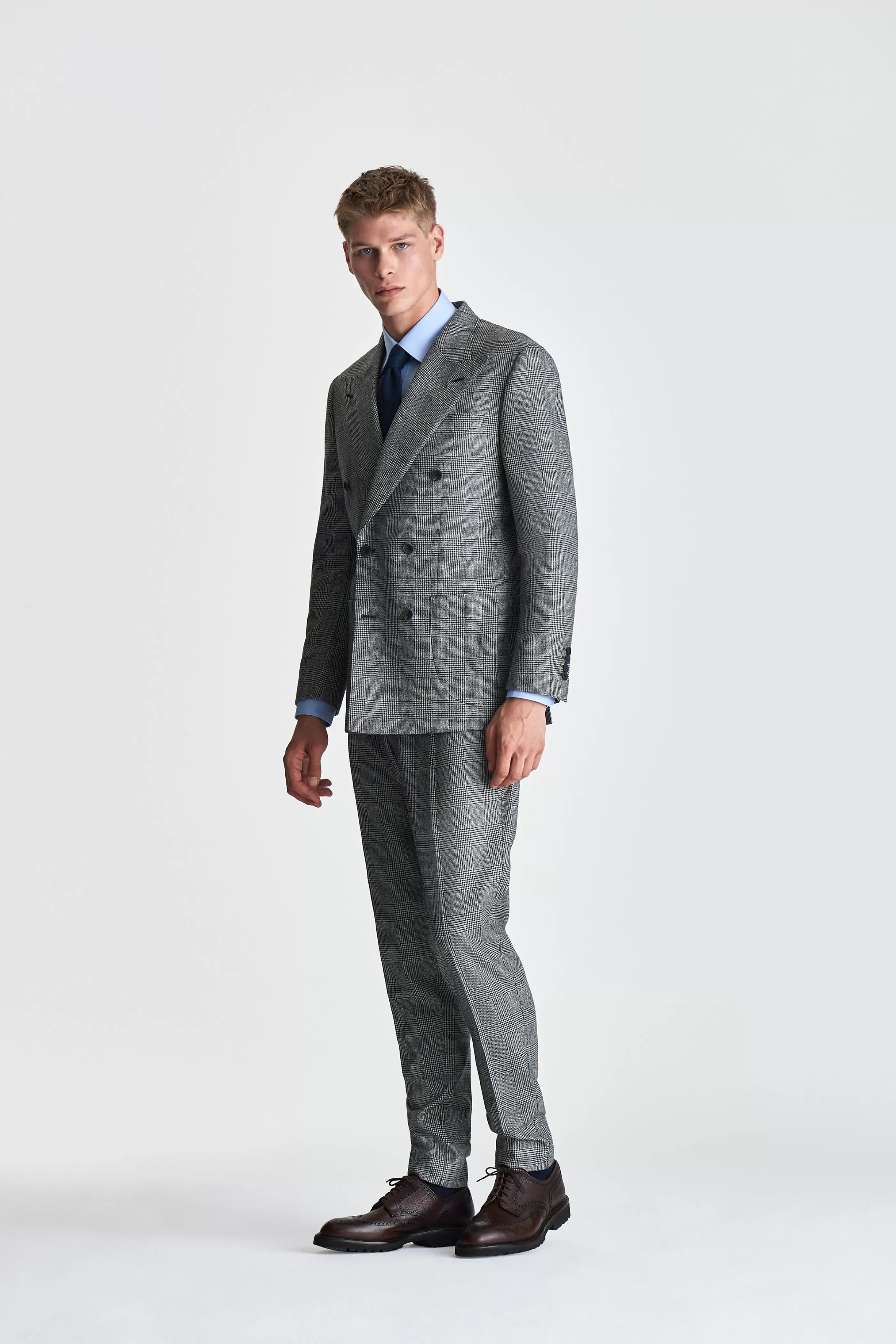 Thom Sweeney Wool Double Breasted Patch Pocket Suit