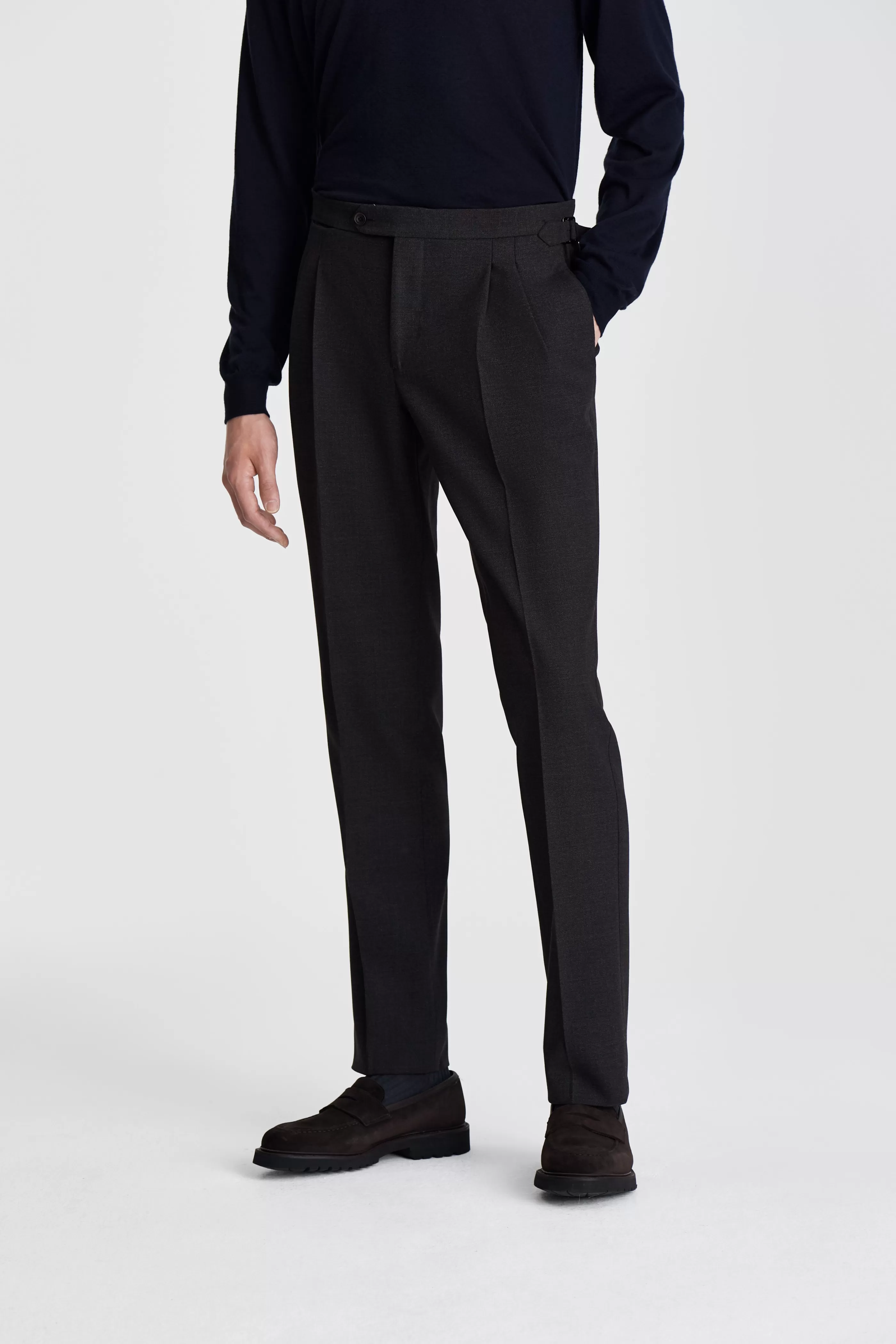 Thom Sweeney Wool Double Pleat Tailored Trousers