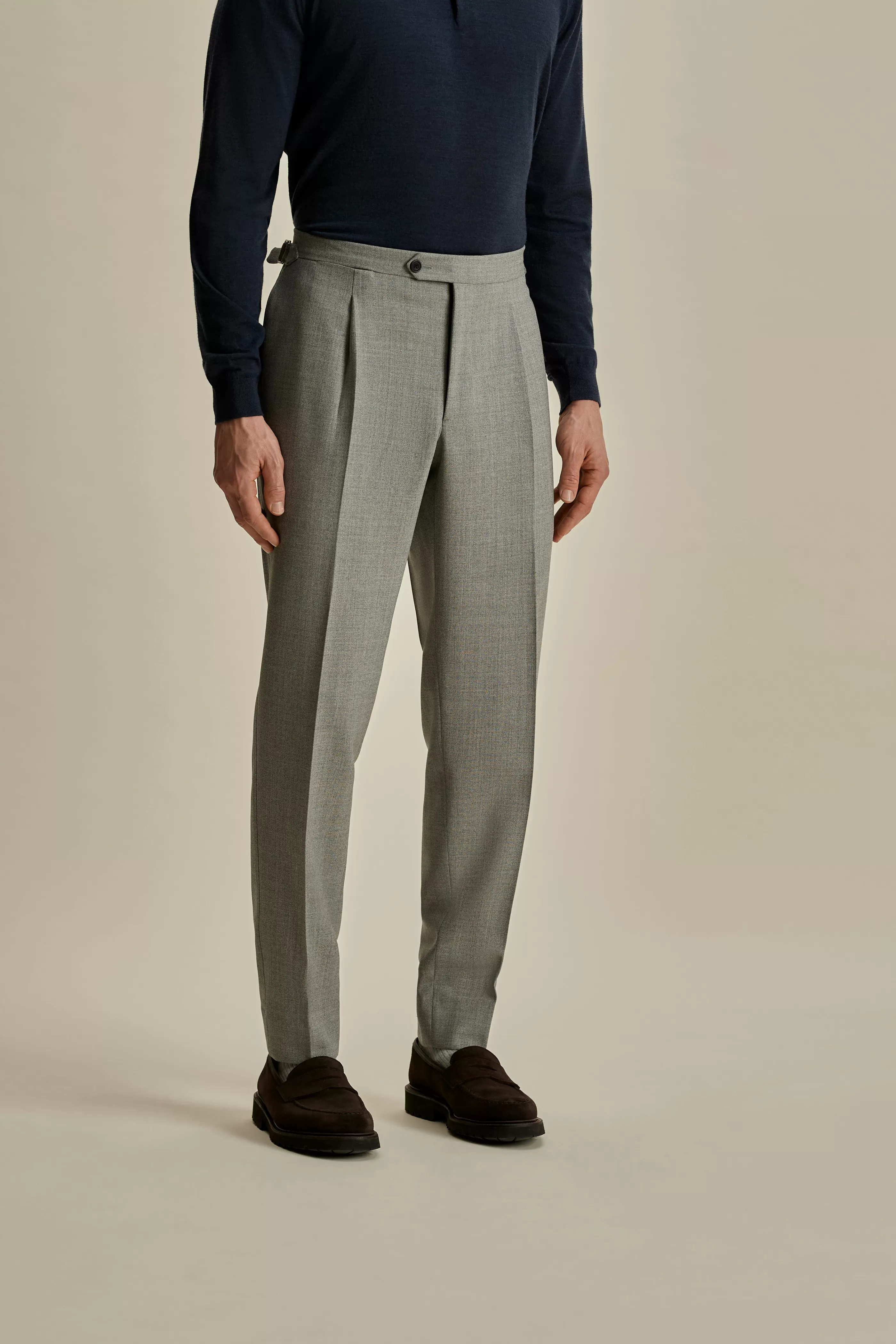 Thom Sweeney Wool Single Pleat Tailored Trousers